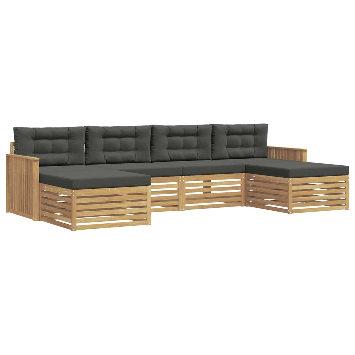 Set vanjskih sofa 6 kom. Bijela i antracit Čvrsto drvo akacije