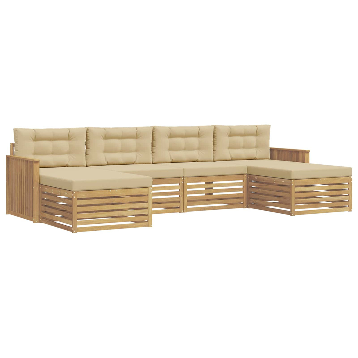 Set vanjskih sofa 6 kom. Bijela i bež Čvrsto drvo akacije