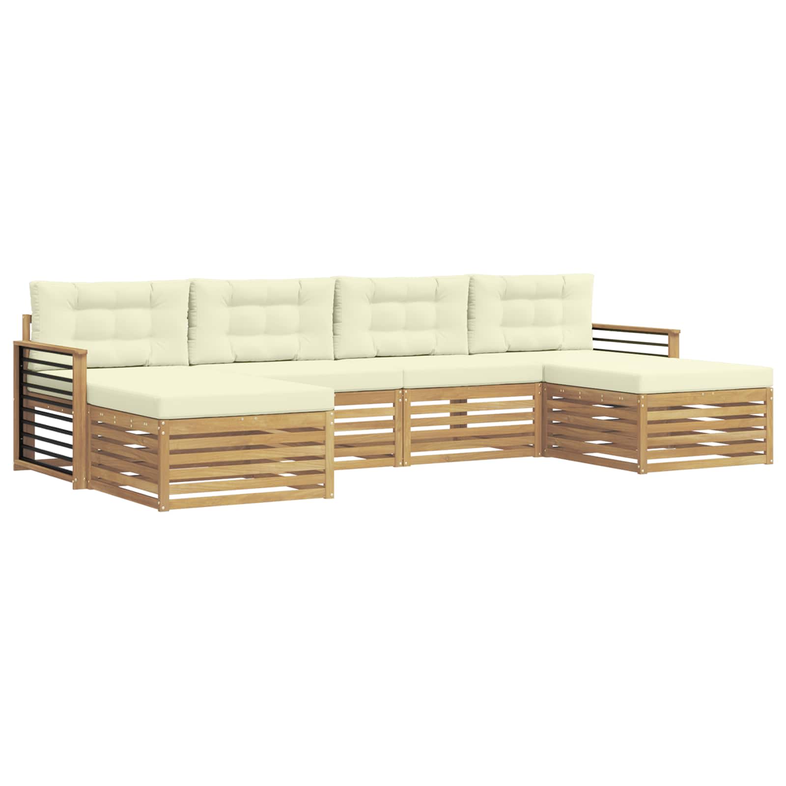 Setovi sofa s jastukom 6 pcs Bijela i krem Čvrsto drvo akacije