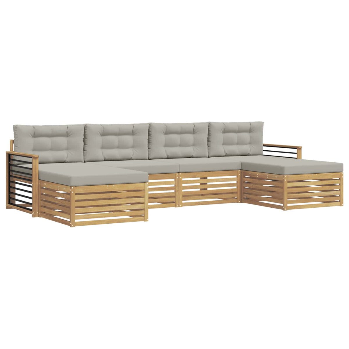 Setovi sofa 6 pcs Bijela i svjetlosiva Čvrsto drvo akacije