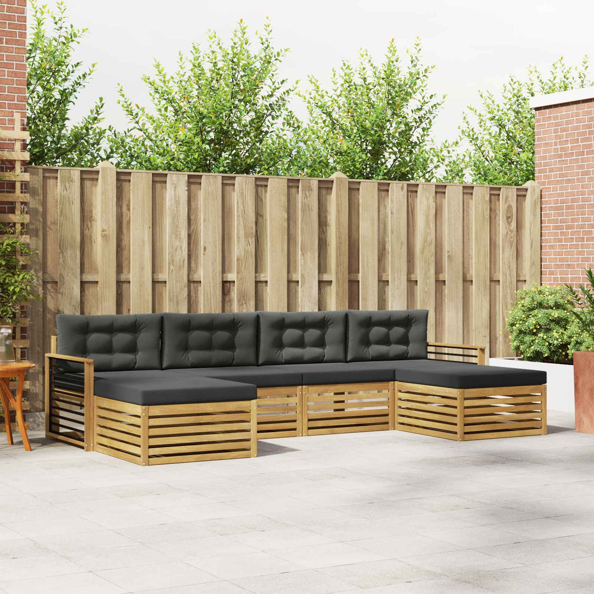 Set vanjskih sofa 6 kom. Bijela i antracit Čvrsto drvo akacije