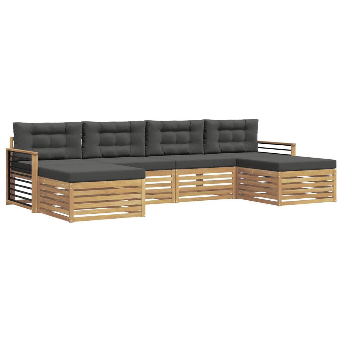 Set vanjskih sofa 6 kom. Bijela i antracit Čvrsto drvo akacije