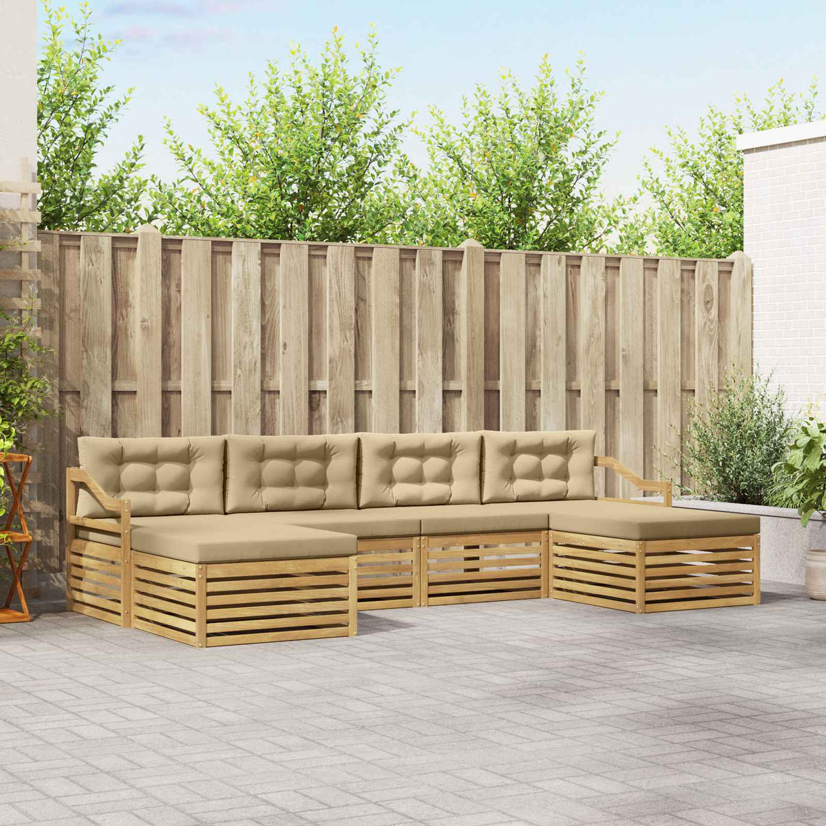 Set vanjskih sofa 6 pcs Bijela i bež 325 x 162,5 x 73 cm