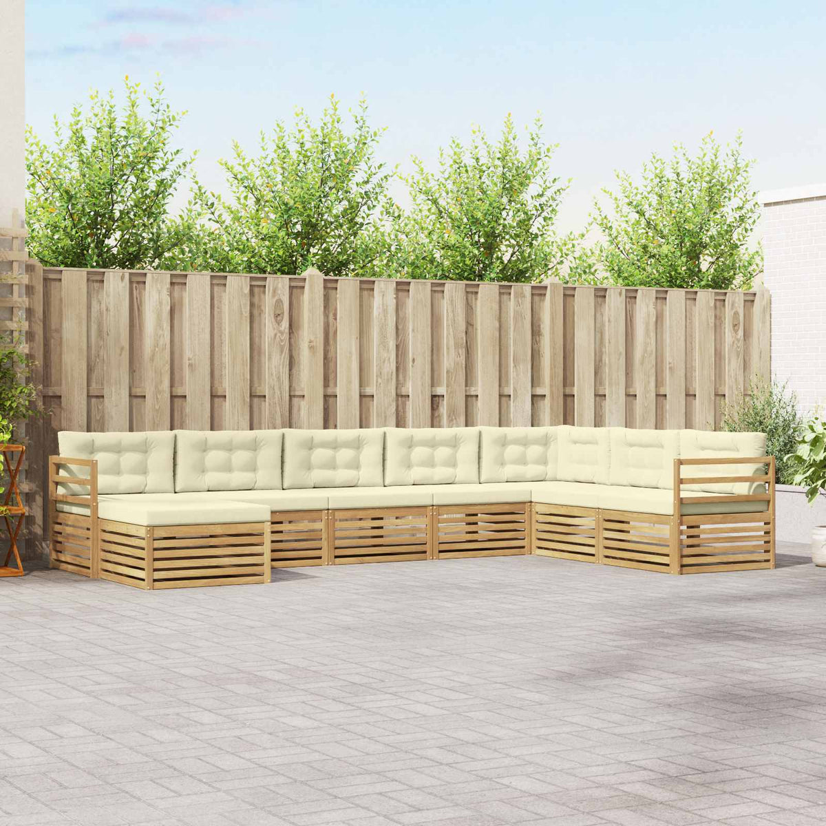 Set vanjskih sofa 8 kom. Bijela i krem Poliester