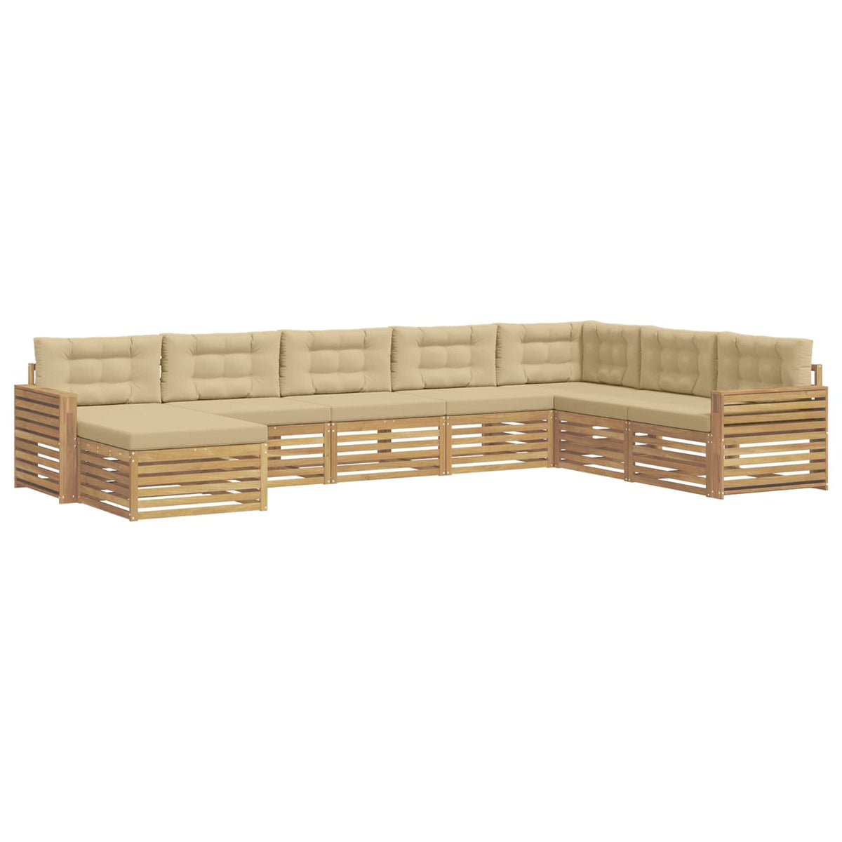 Set vanjskih sofa 8 kom. Bijela i bež Čvrsto drvo akacije 410 x 251,5 x 73 cm