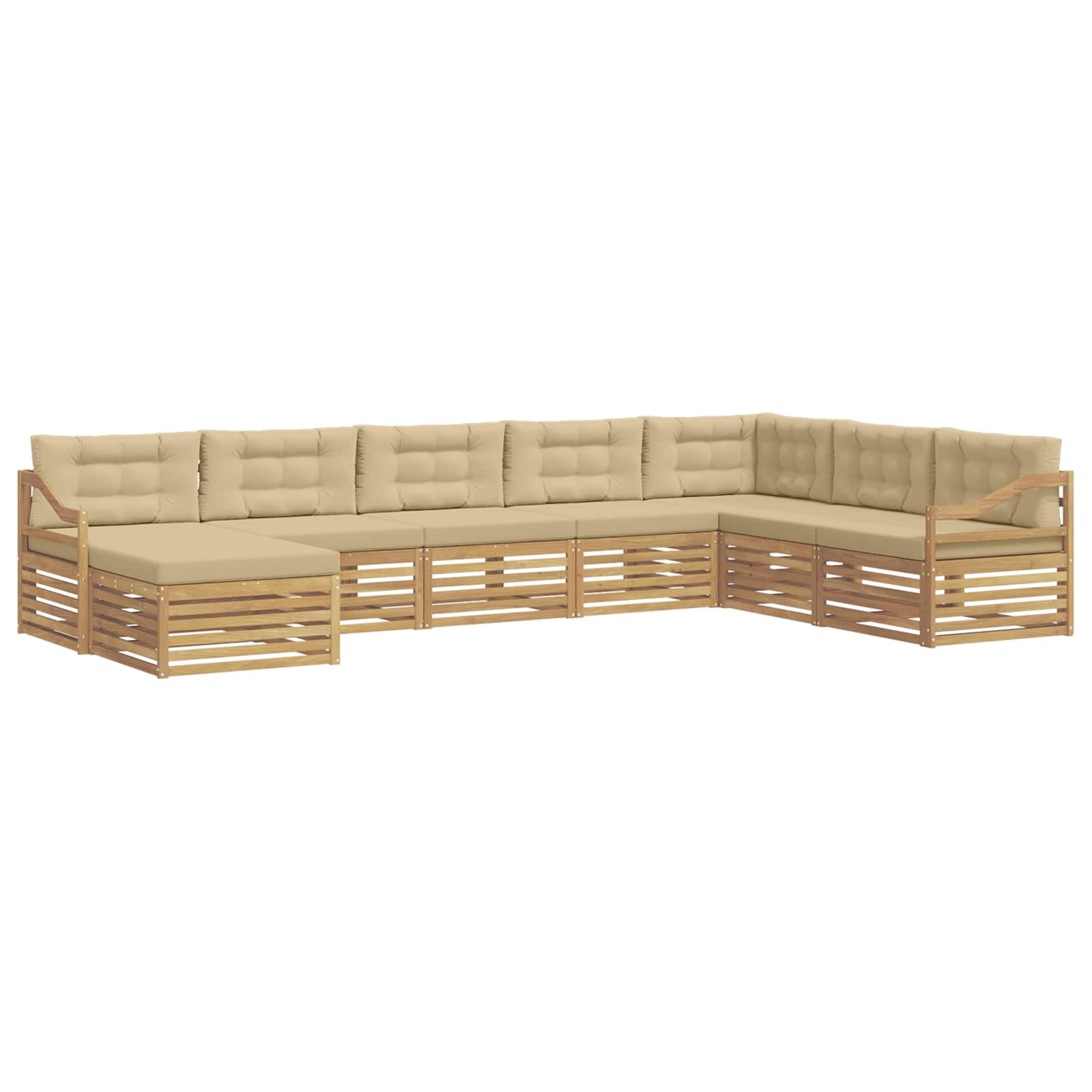 Set vanjskih sofa s jastukom 8 pcs Bijela i bež Poliester