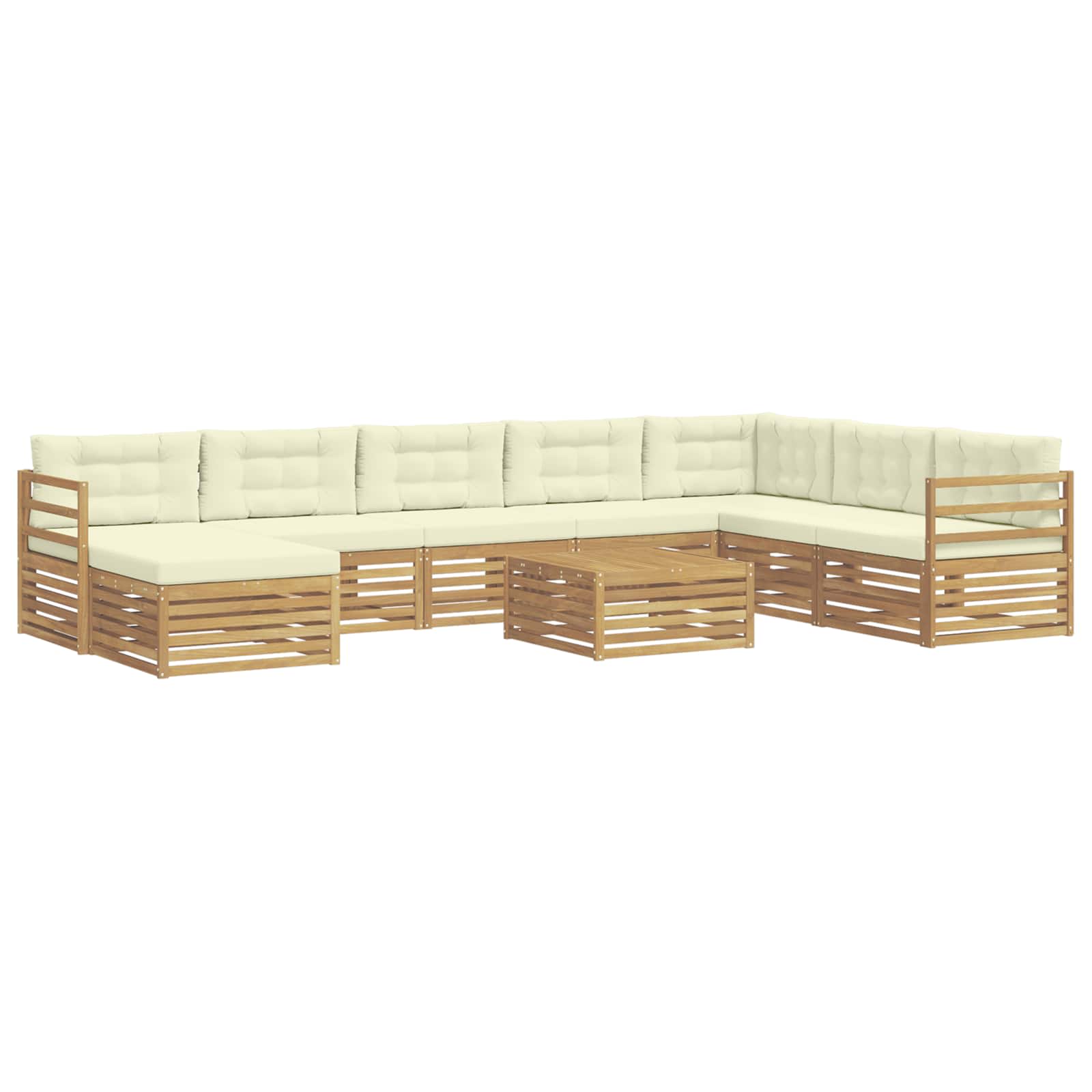 Set vanjskih sofa s jastukom 9 pcs Bijela i krem Poliester