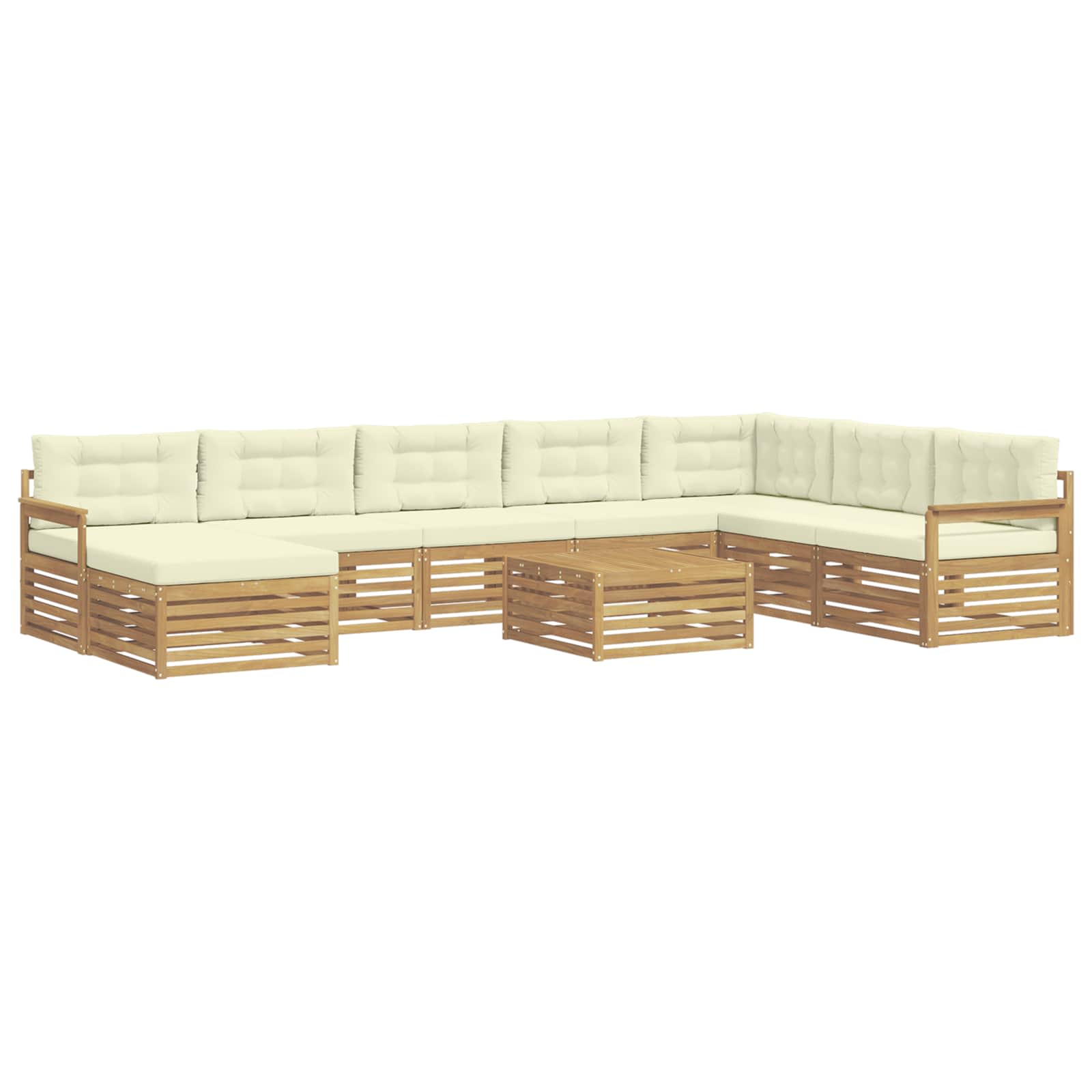 Set vanjskih sofa 9 pcs Bijela i krem Čvrsto drvo akacije