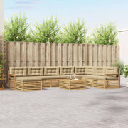 Set vanjskih sofa 9 kom. Bijela i bež Čvrsto drvo akacije