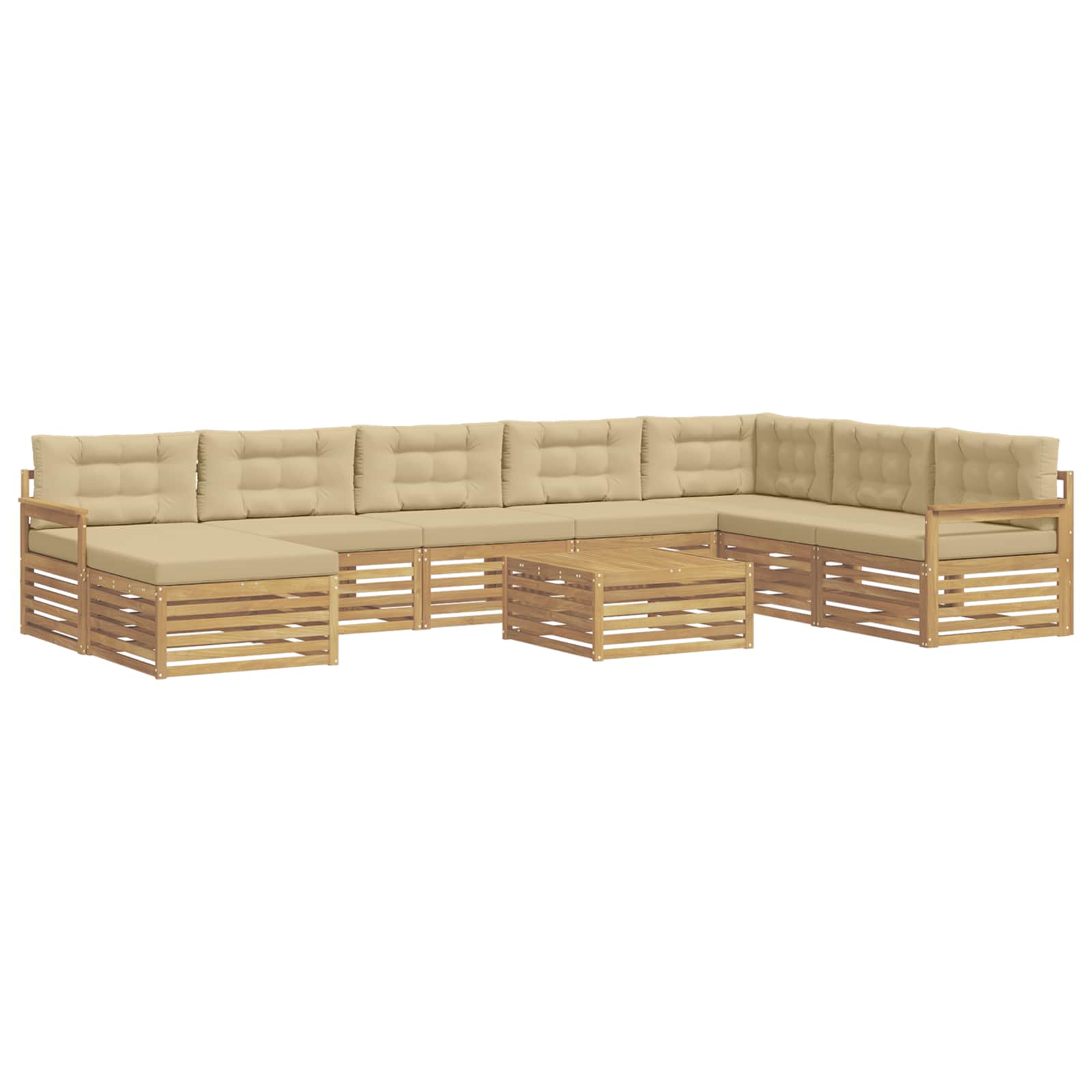Set vanjskih sofa 9 pcs Bijela i bež Čvrsto drvo akacije