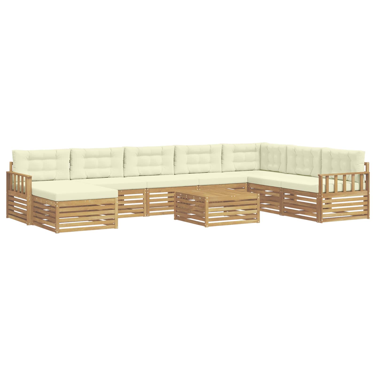 Set vanjskih sofa 9 pcs Bijela i krem Čvrsto drvo akacije