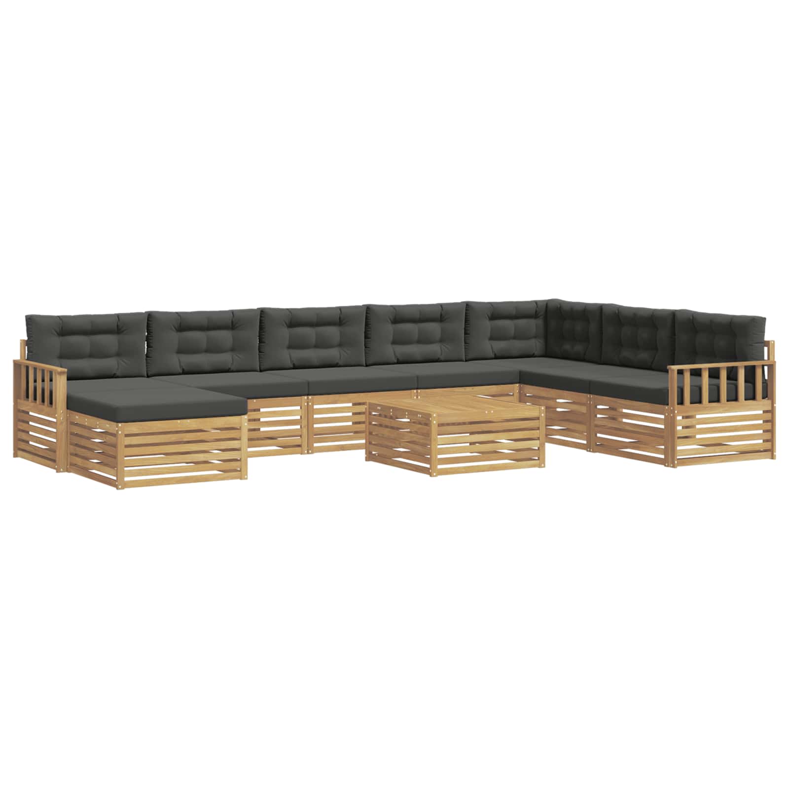 Set vanjskih sofa 9 pcs Bijela i antracit Čvrsto drvo akacije
