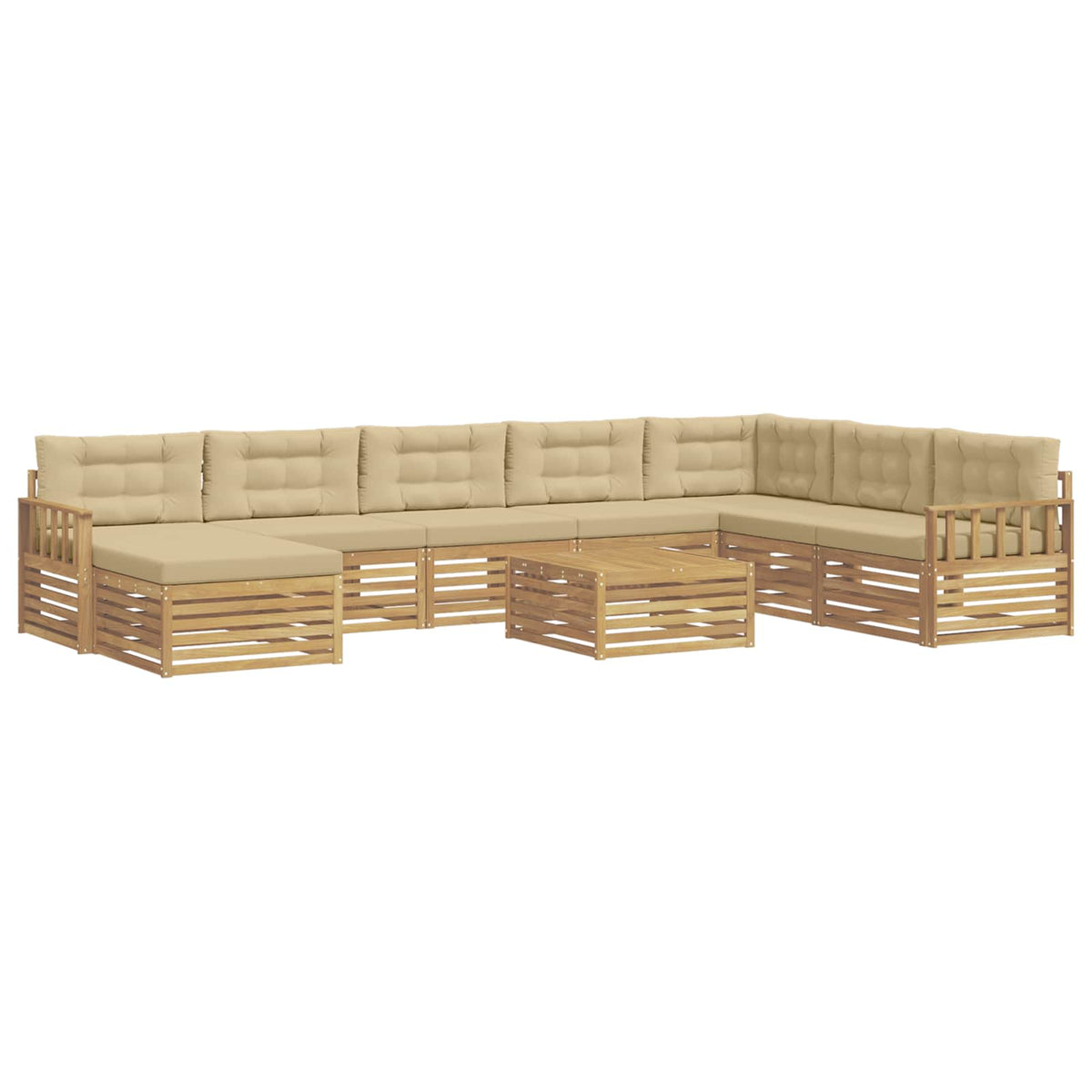 Set vanjskih sofa 9 kom. Bijela i bež Čvrsto drvo akacije