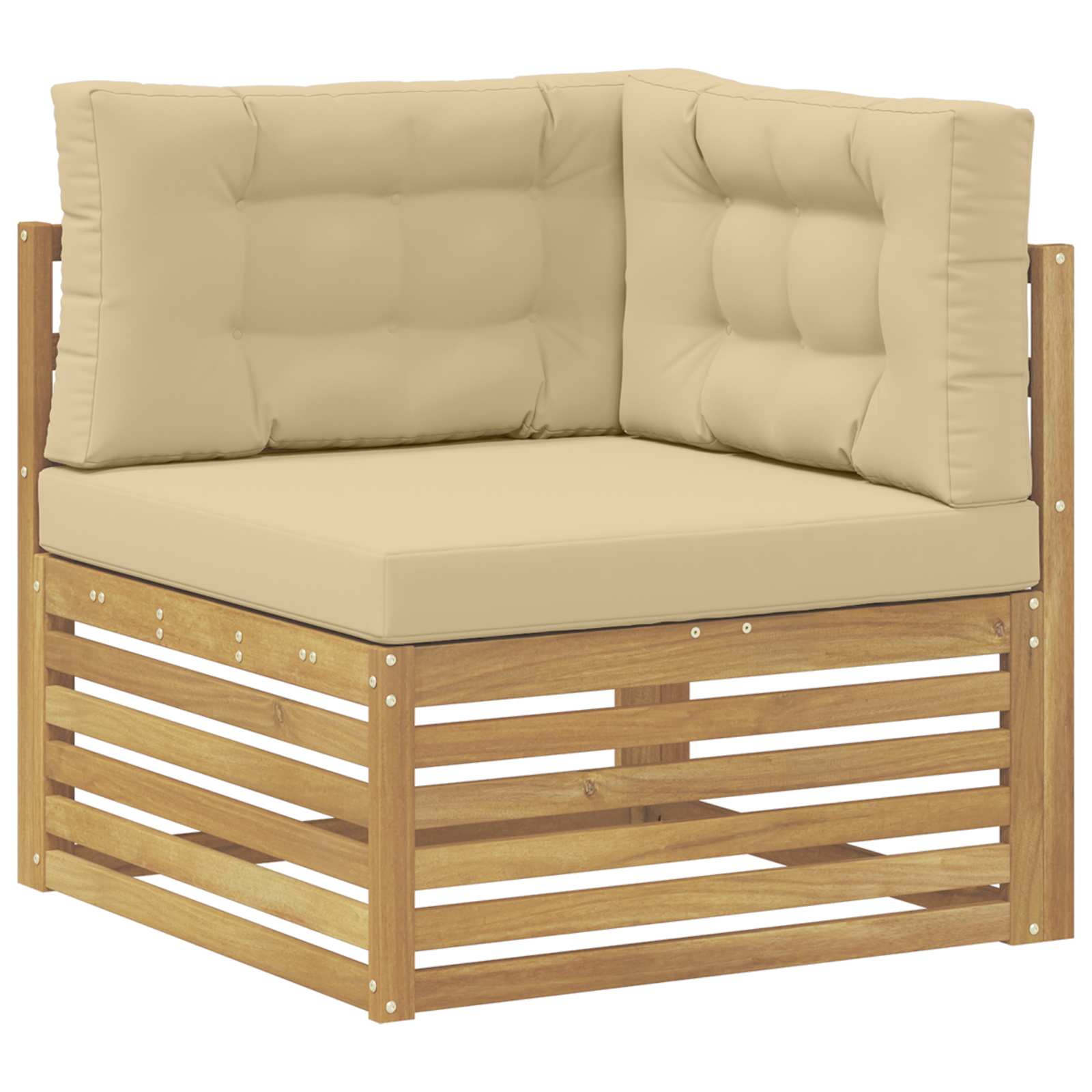Set vanjskih sofa 9 kom. Bijela i bež Čvrsto drvo akacije
