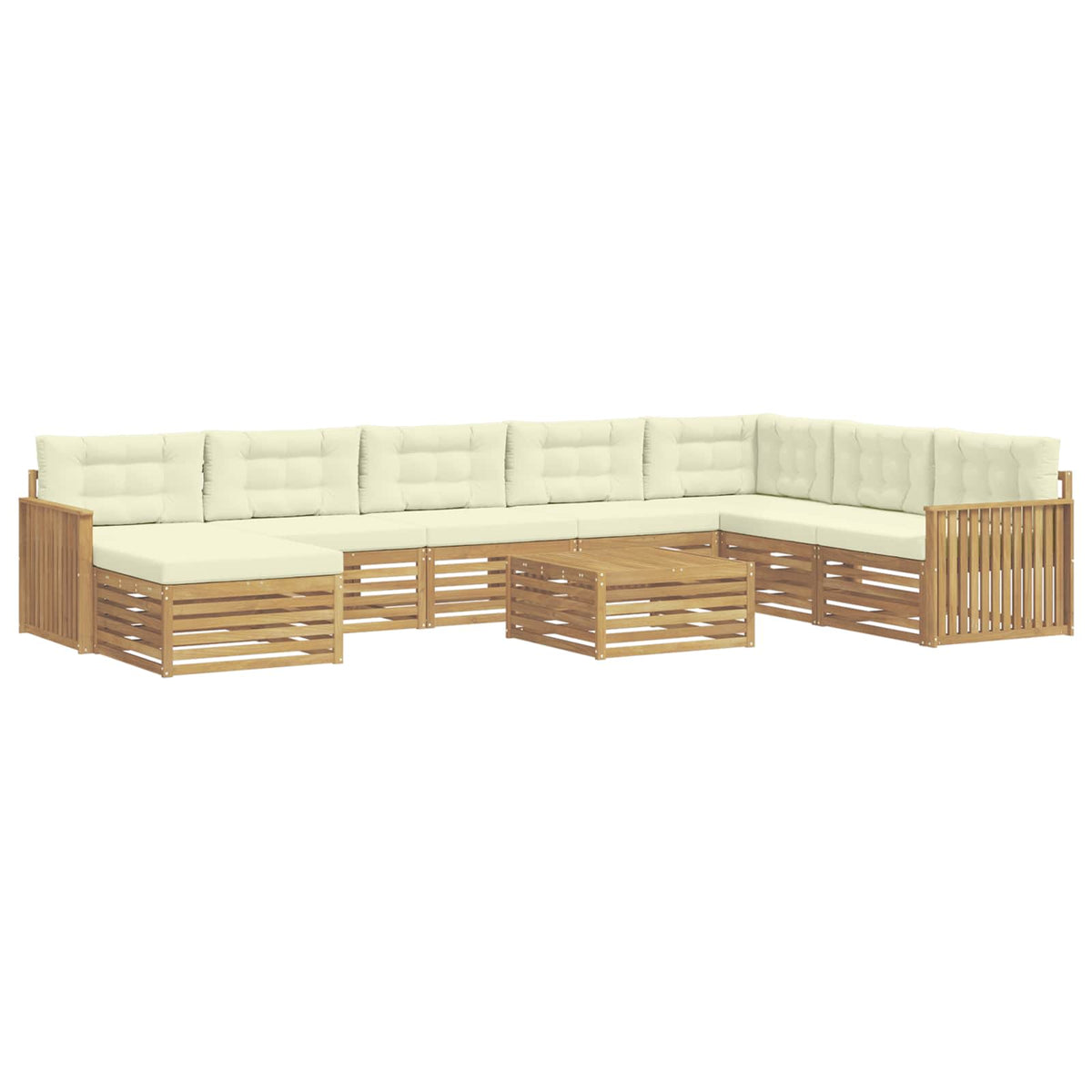 Set vanjskih sofa 9 kom. Bijela i krem Čvrsto drvo akacije