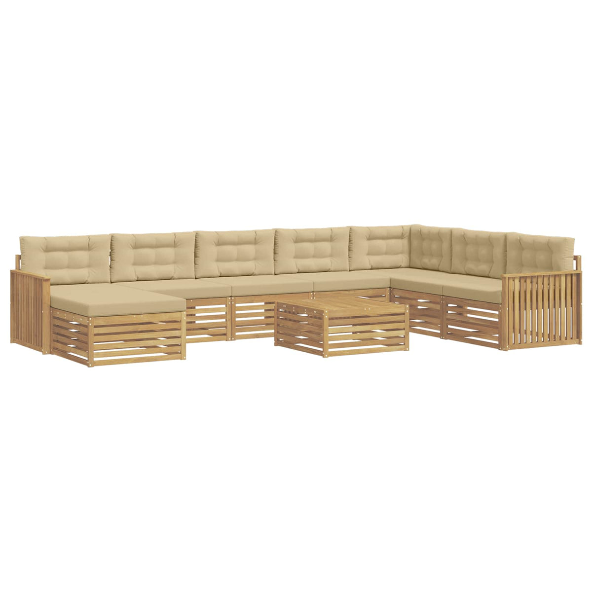 Set vanjskih sofa 9 kom. Bijela i bež Čvrsto drvo akacije