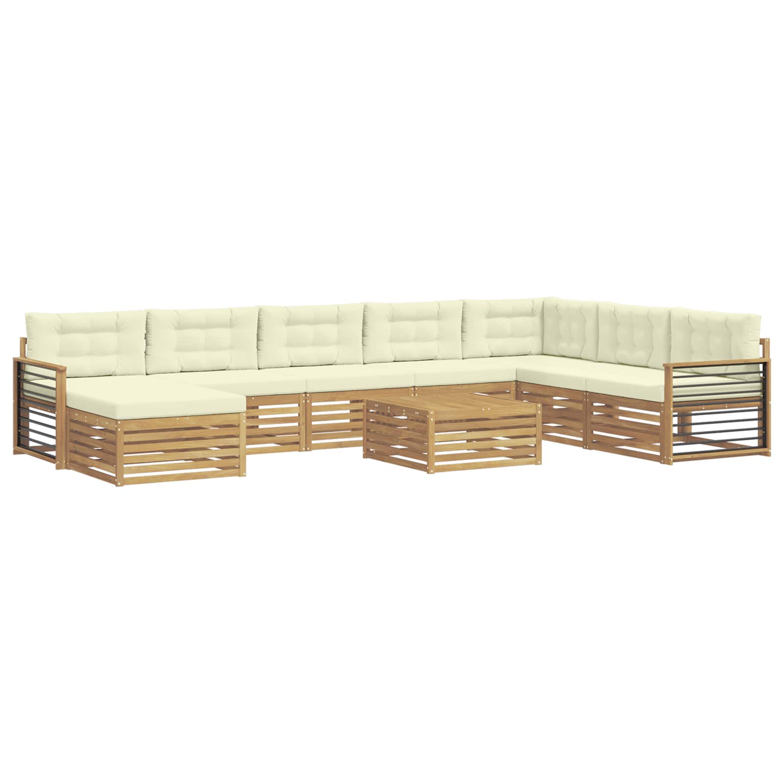 Set vanjskih sofa 9 pcs Bijela i krem Čvrsto drvo akacije
