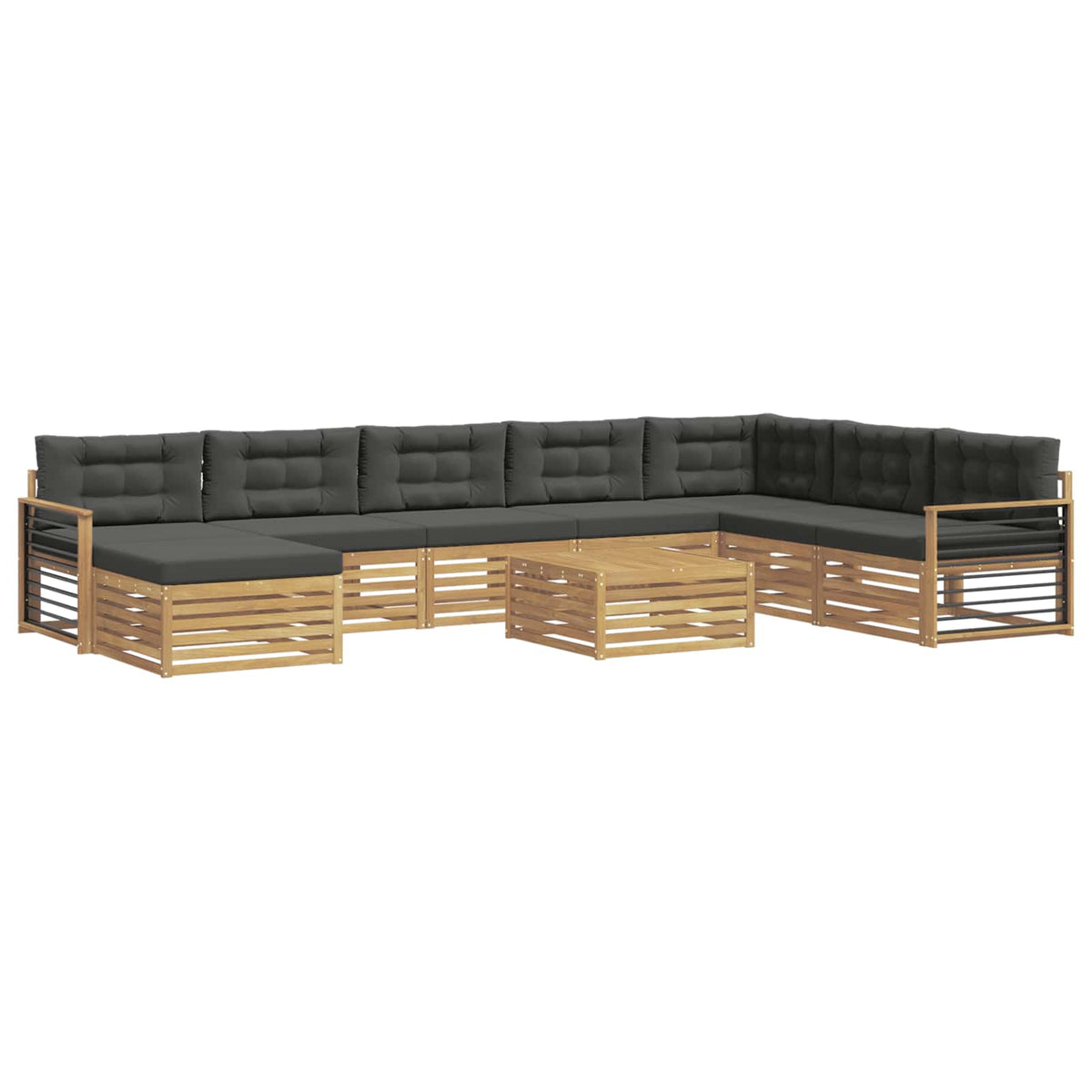 Set vanjskih sofa 9 pcs Bijela i antracit Čvrsto drvo akacije
