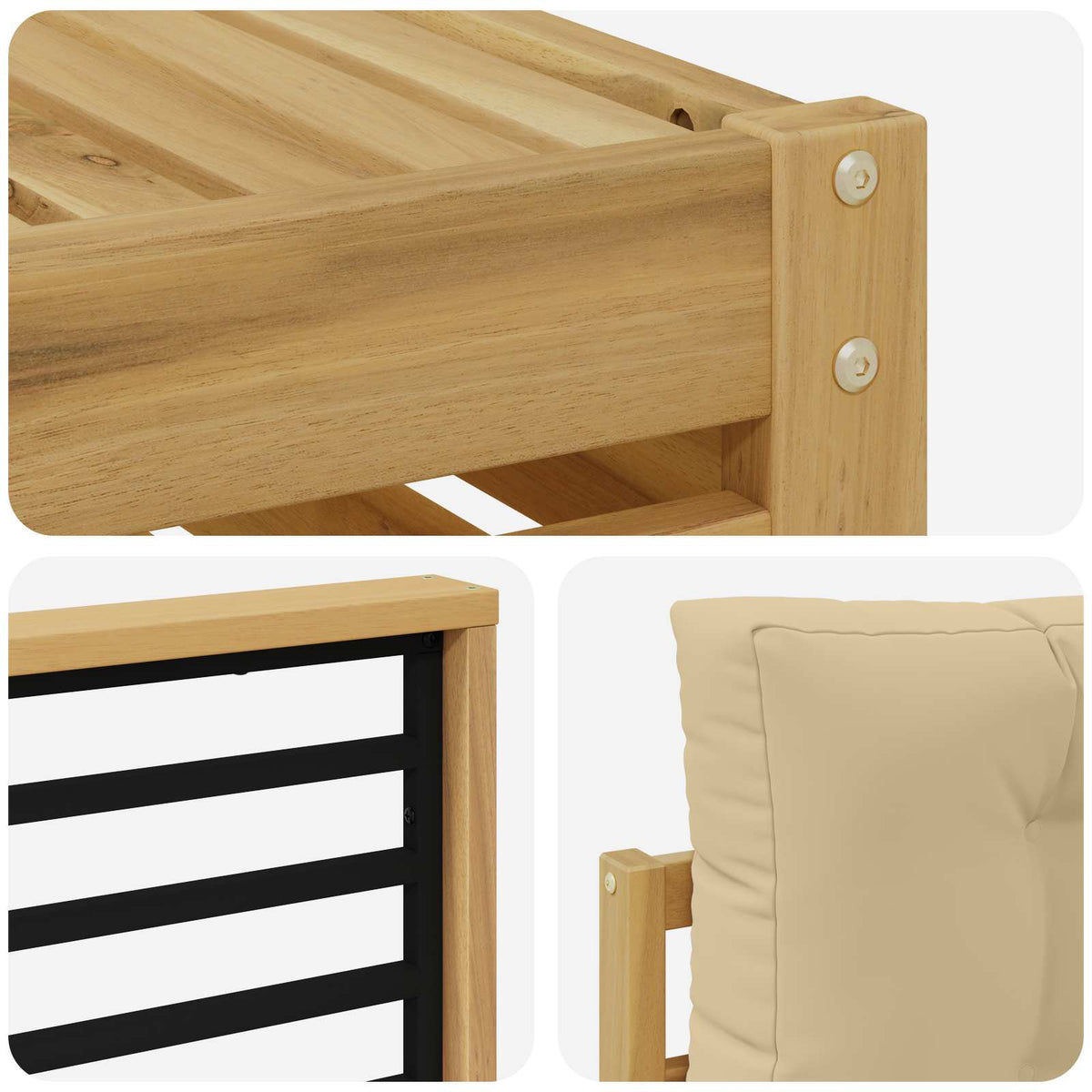 Set vanjskih sofa 9 kom. Bijela i bež Čvrsto drvo akacije