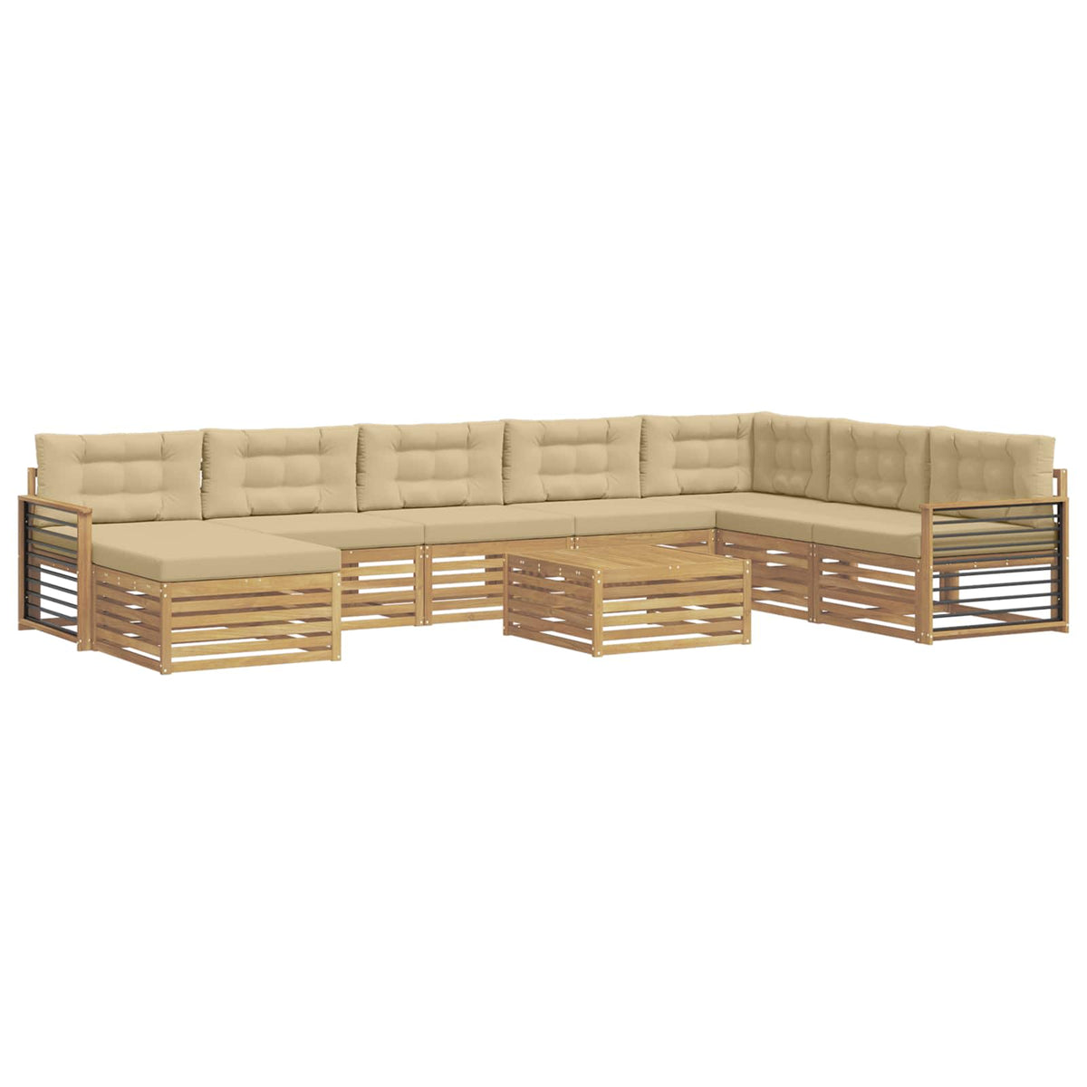 Set vanjskih sofa 9 kom. Bijela i bež Čvrsto drvo akacije
