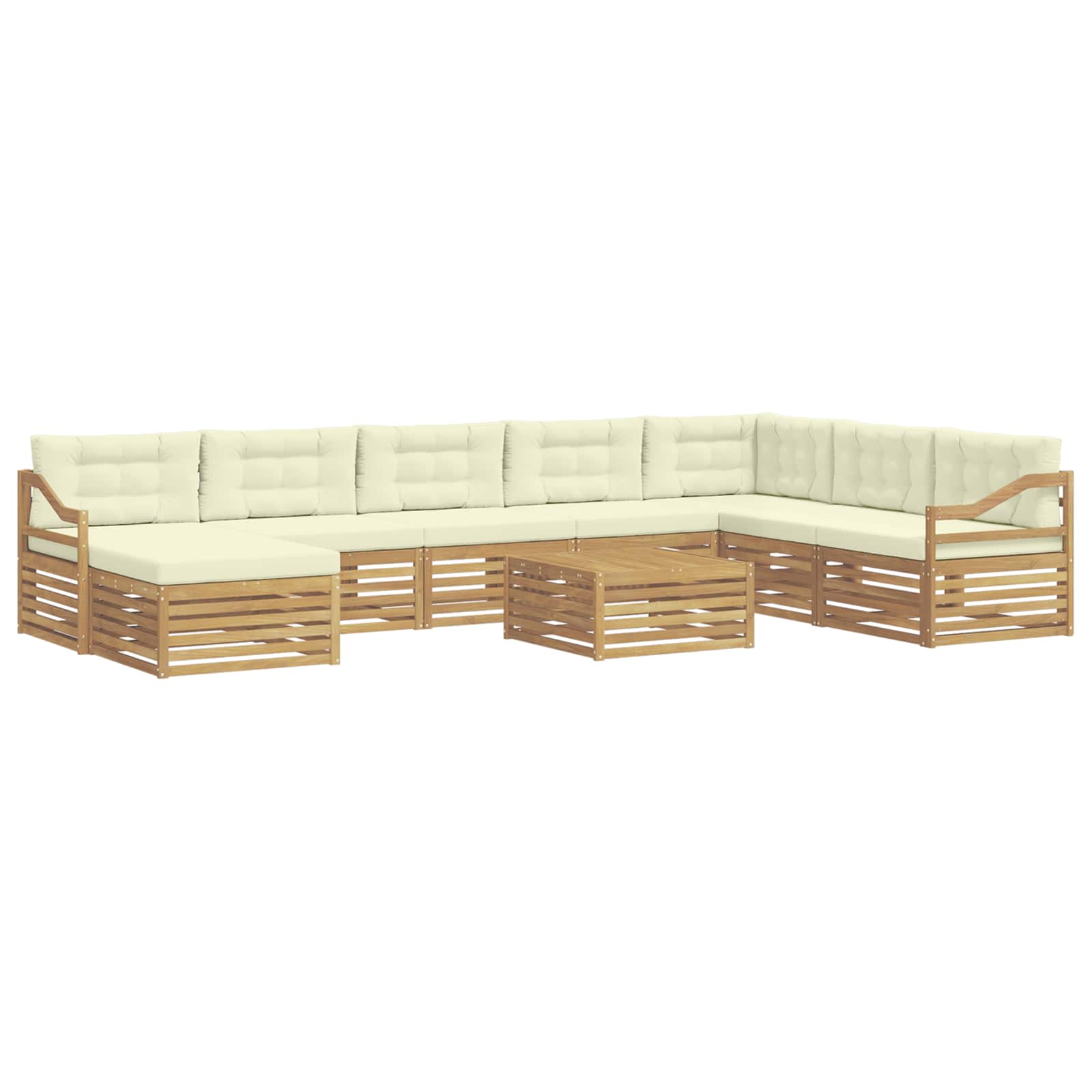 Set vanjskih sofa s jastukom 9 pcs Bijela i krem Poliester