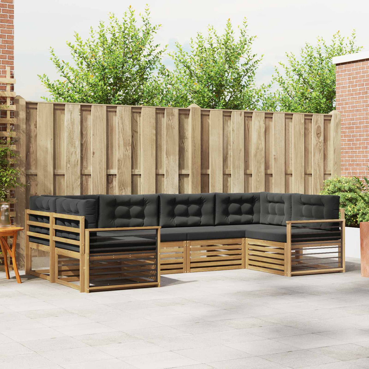 Set vanjskih sofa 6 kom. Bijela i antracit Čvrsto drvo akacije