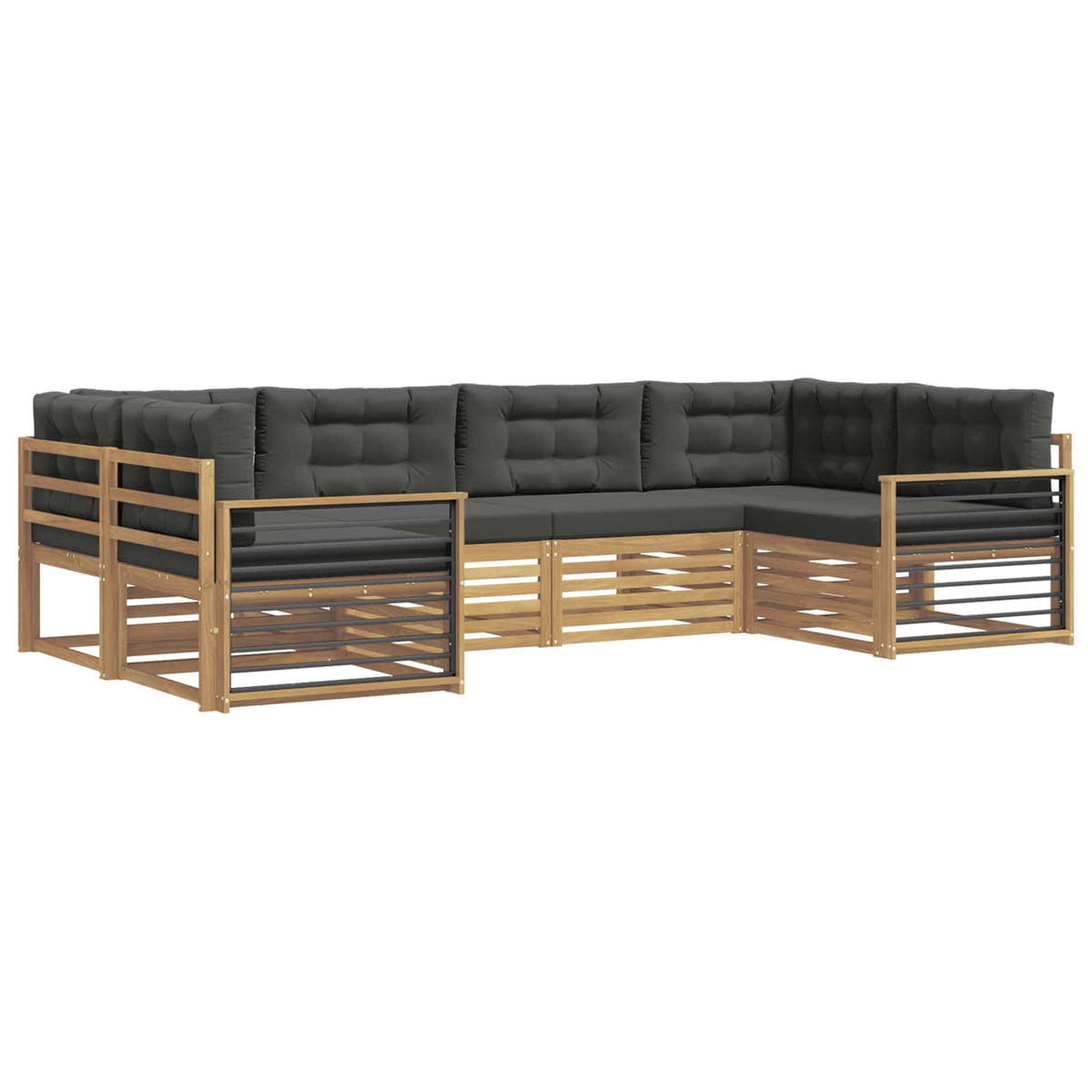 Set vanjskih sofa 6 kom. Bijela i antracit Čvrsto drvo akacije