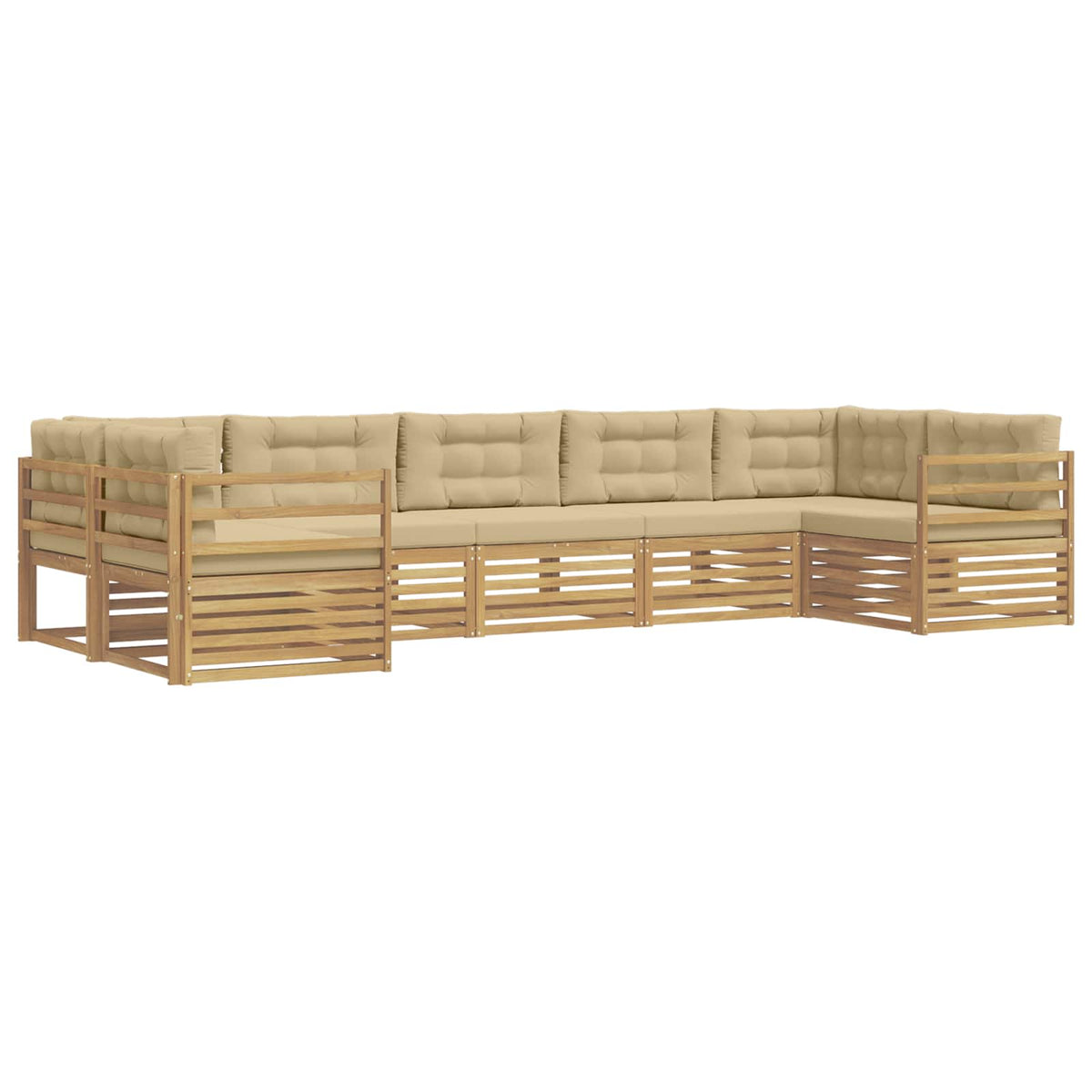 Set vanjskih sofa 7 kom. Bijela i bež Poliester 404 x 166,5 x 73cm