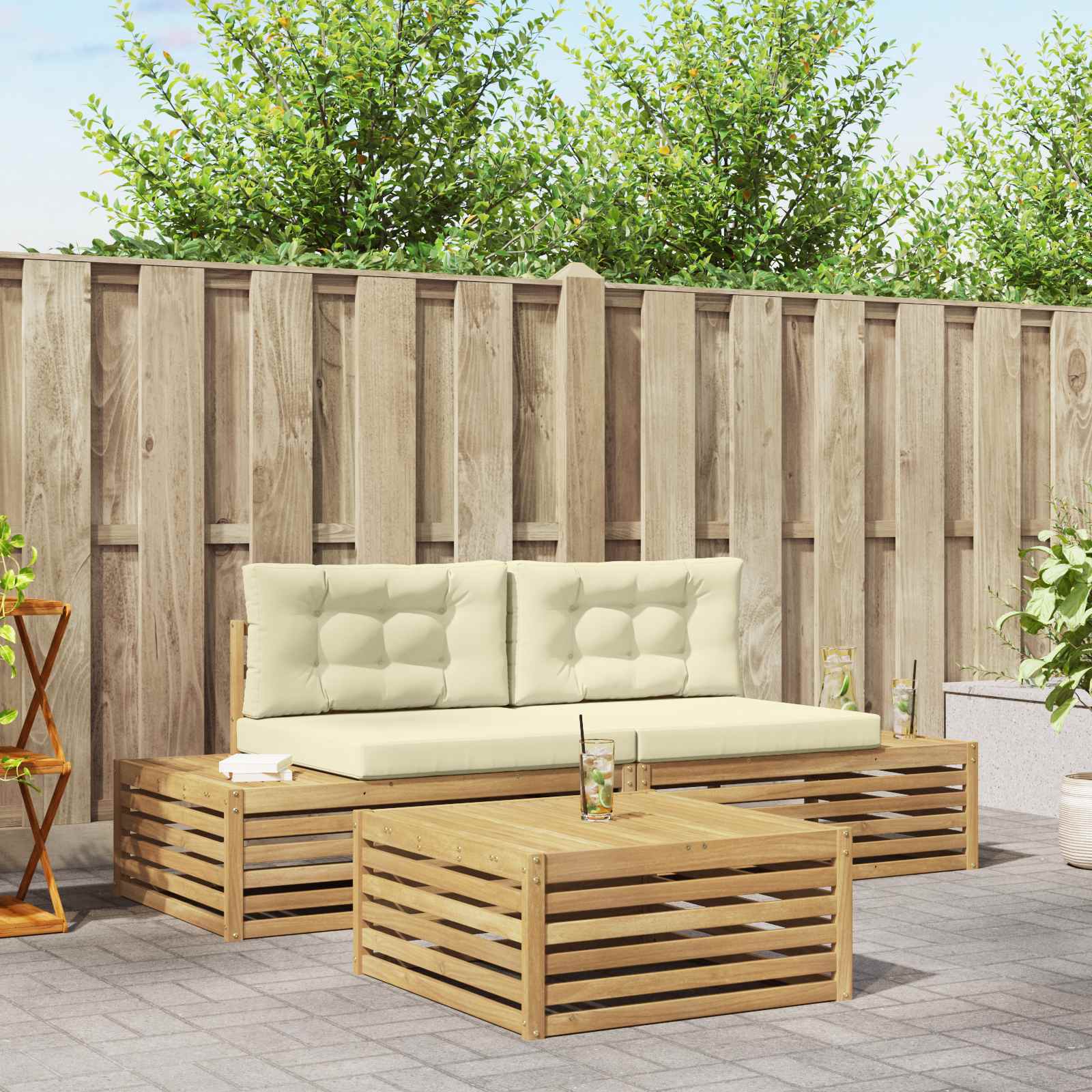 4 pcs Set vanjskih sofa Bijela