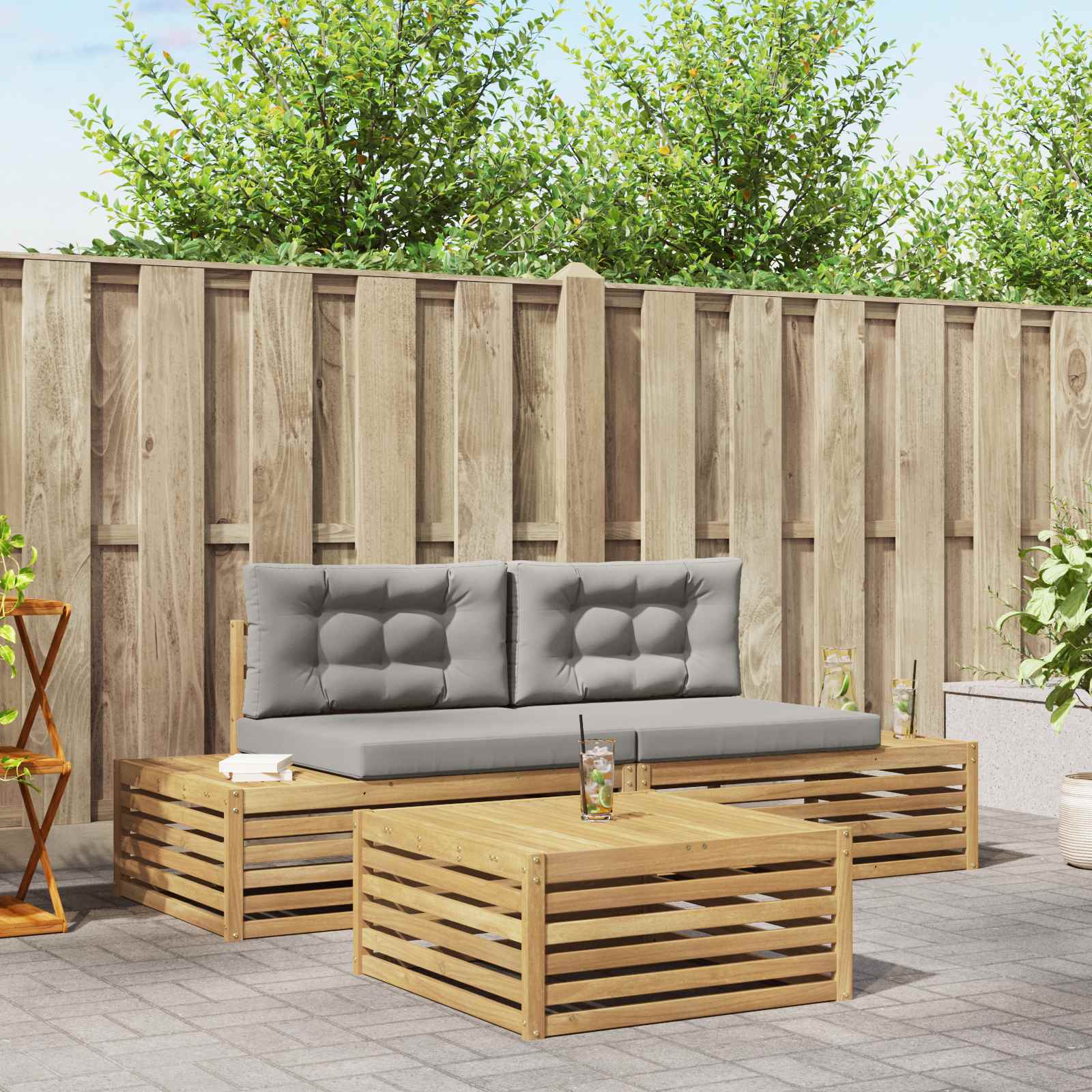 4 pcs Set vanjskih sofa Poliester Bijela