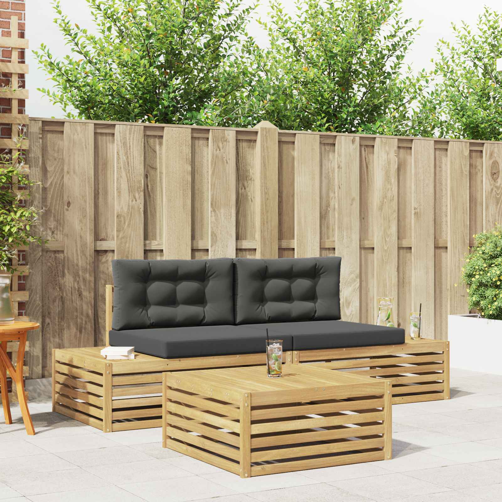 3 Komad Set vanjskih sofa Poliester Bijela