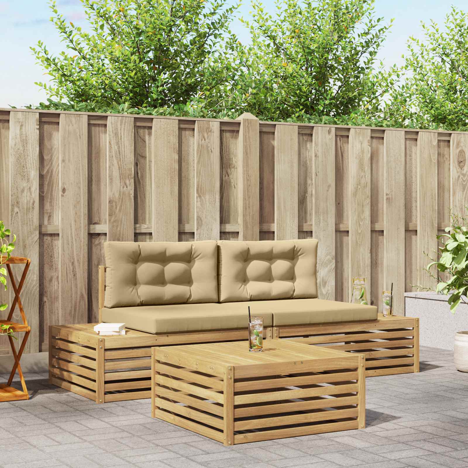 3 Komad Set vanjskih sofa Poliester Bijela