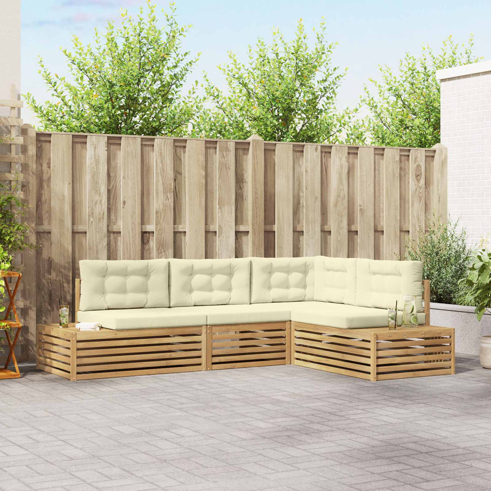 5 pcs Set vanjskih sofa Bijela
