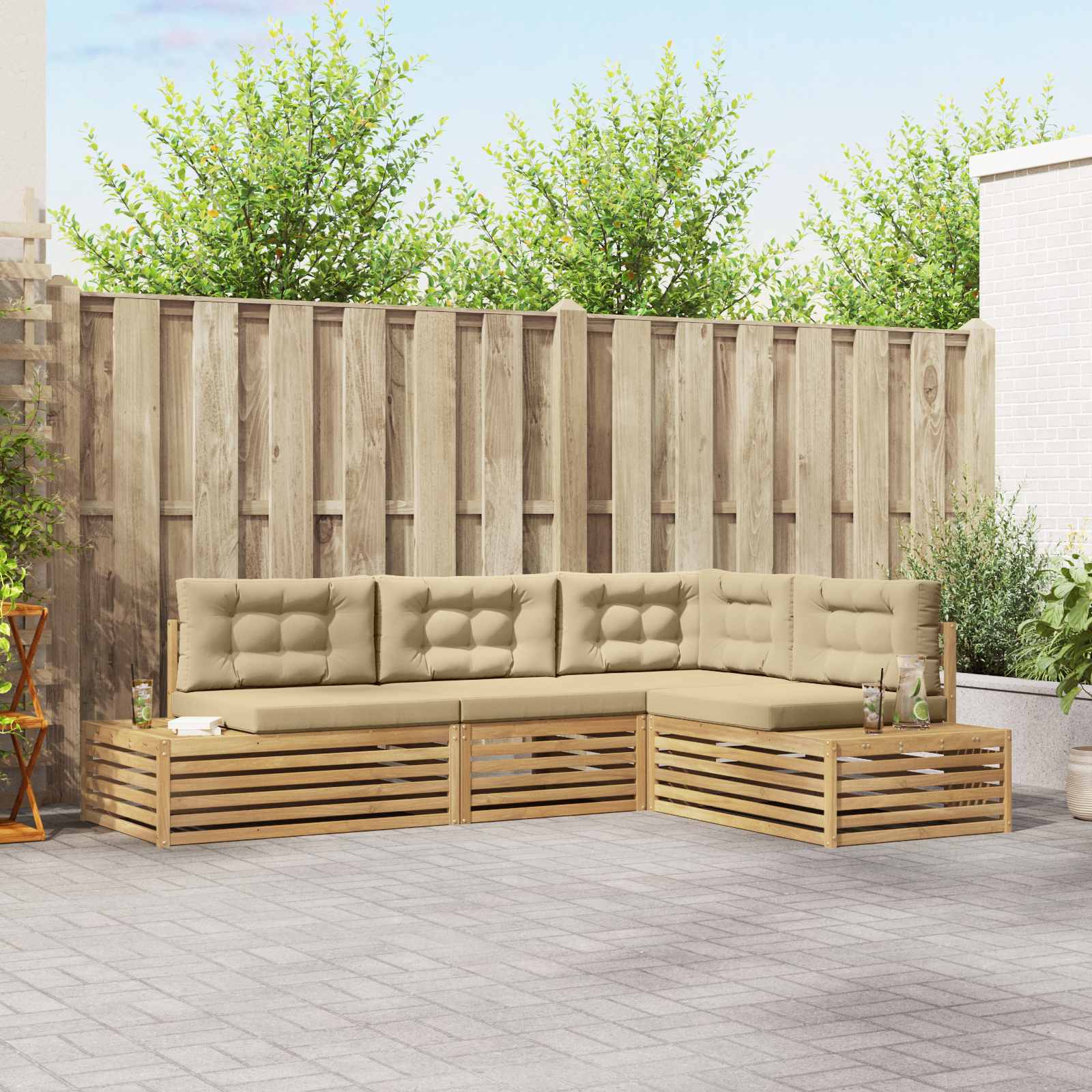 4 Komad Set vanjskih sofa Poliester Bijela