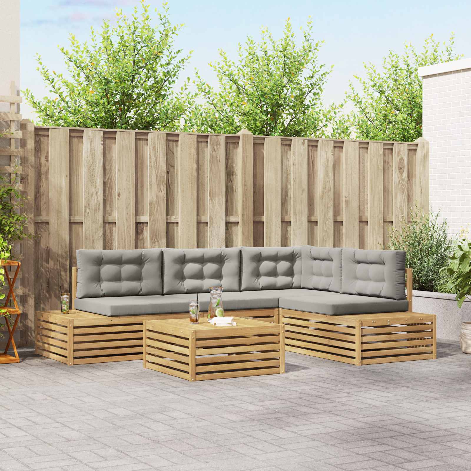 6 pcs Set vanjskih sofa Poliester Bijela