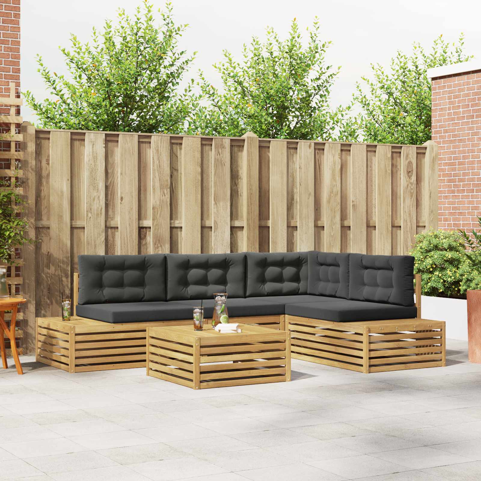 5 Komad Set vanjskih sofa Poliester Bijela