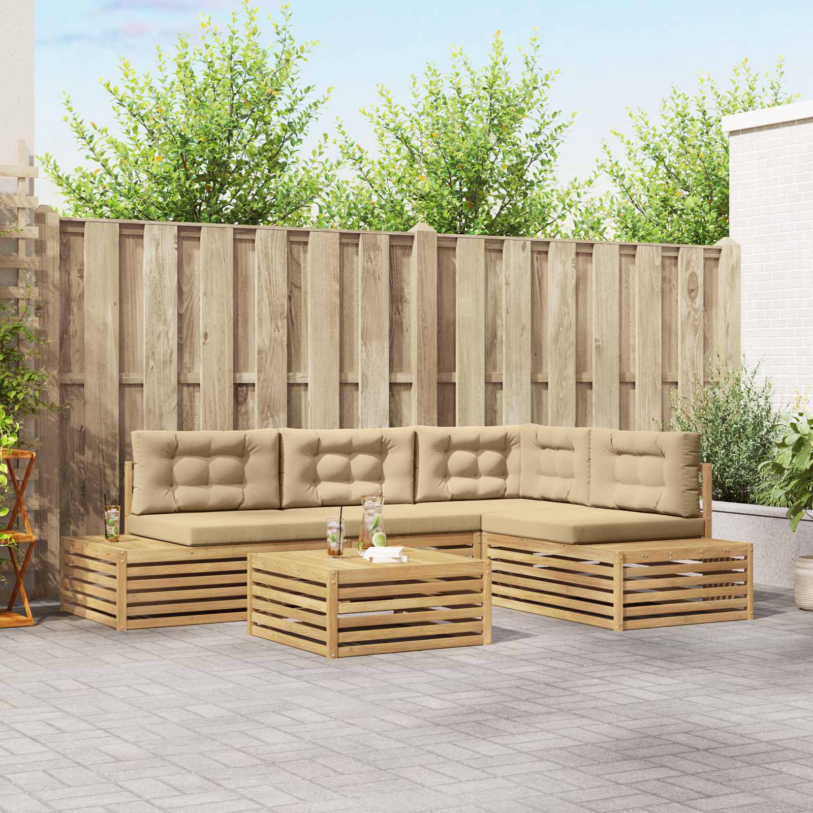 5 Komad Set vanjskih sofa Poliester Bijela