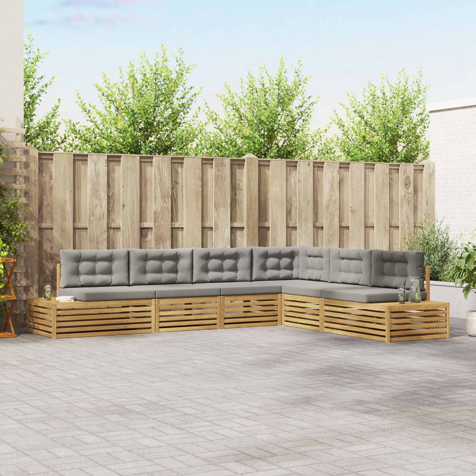 6 Komad Set vanjskih sofa Poliester Bijela