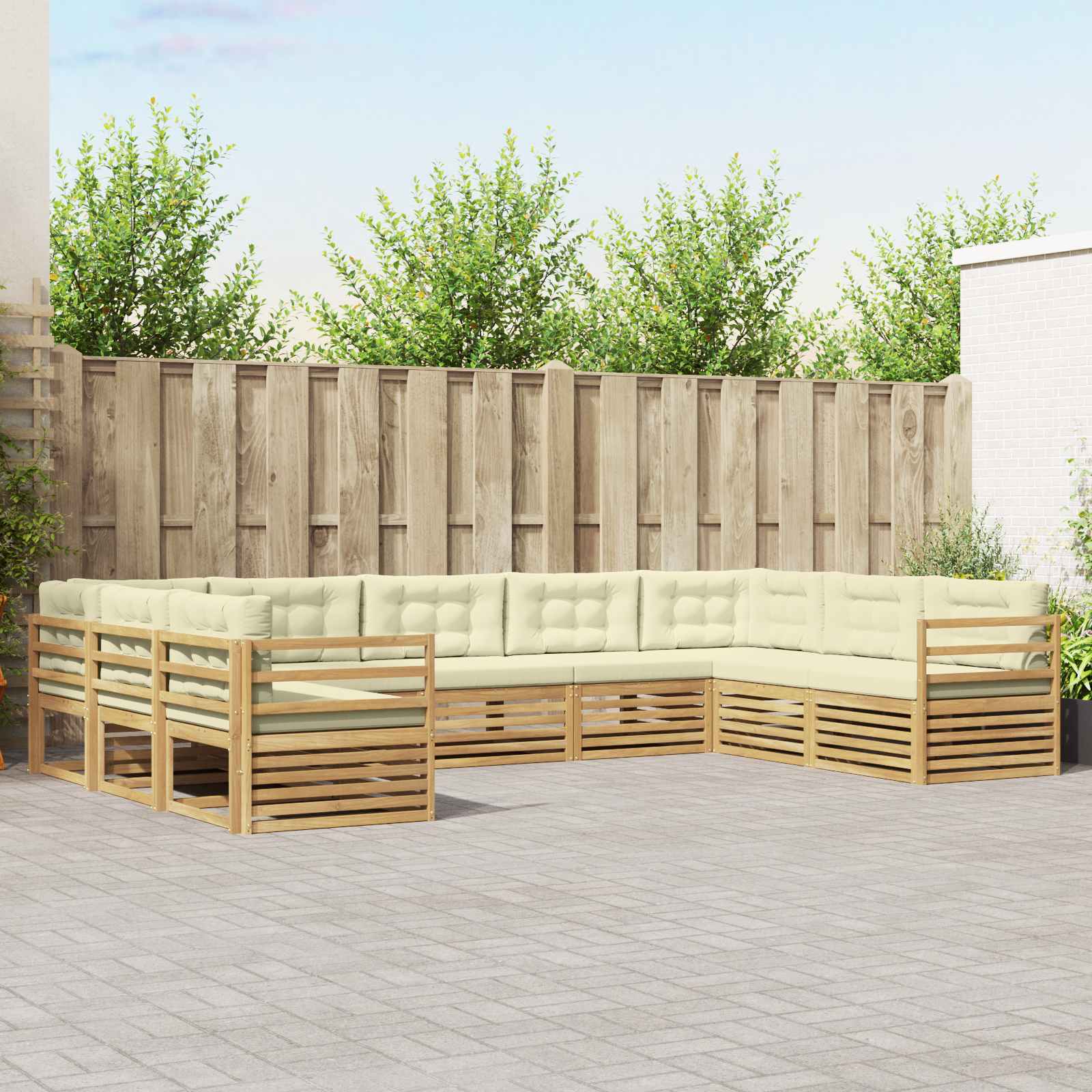 Set vanjskih sofa 9 pcs Bijela i krem 404 x 245,5 x 73 cm