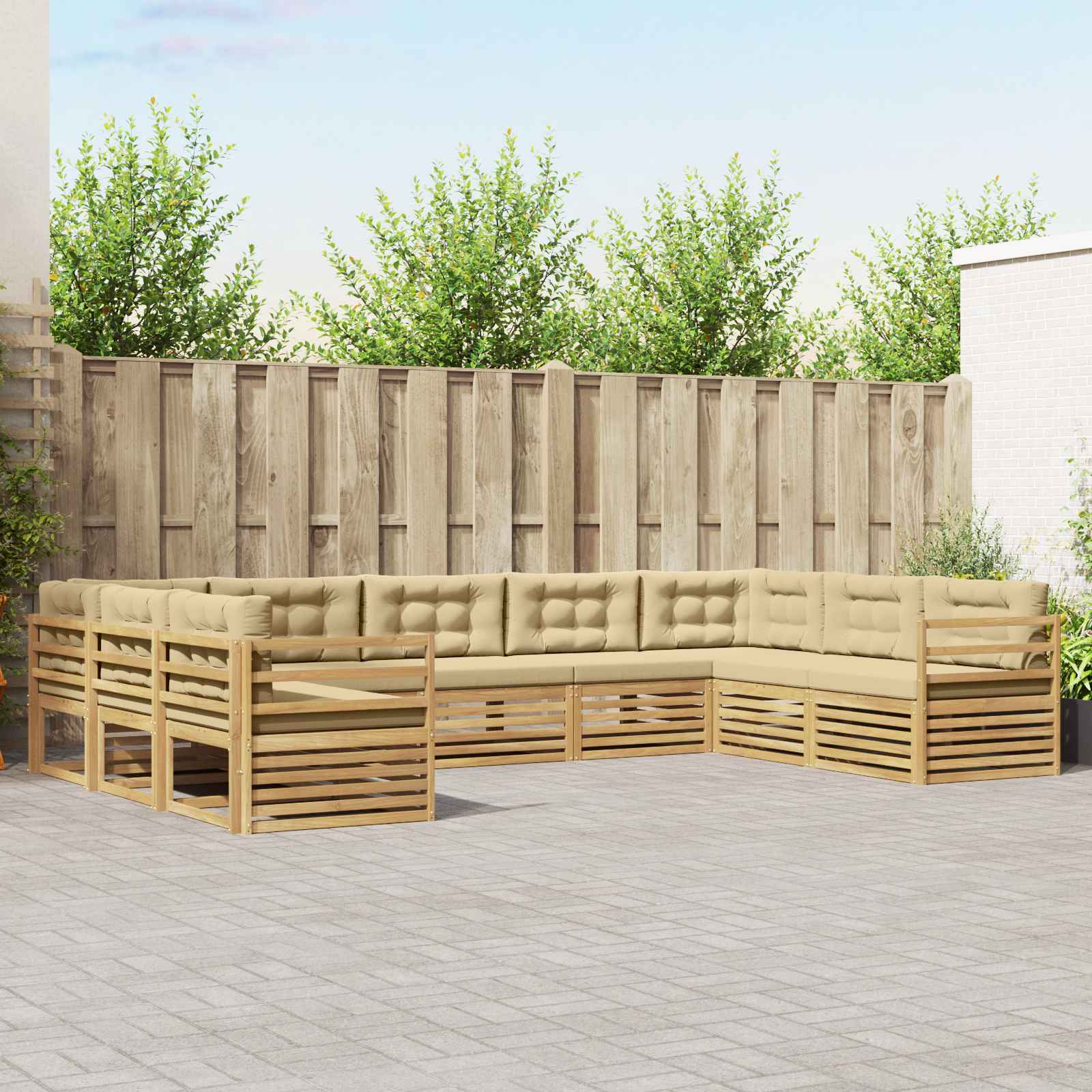 Set vanjskih sofa 9 pcs Bijela i bež 404 x 245,5 x 73 cm