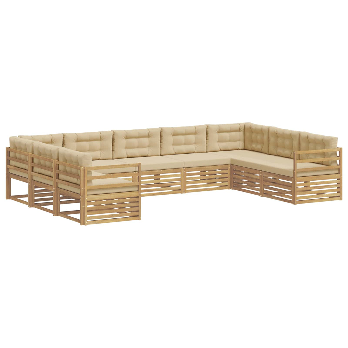 Set vanjskih sofa 9 pcs Bijela i bež 404 x 245,5 x 73 cm