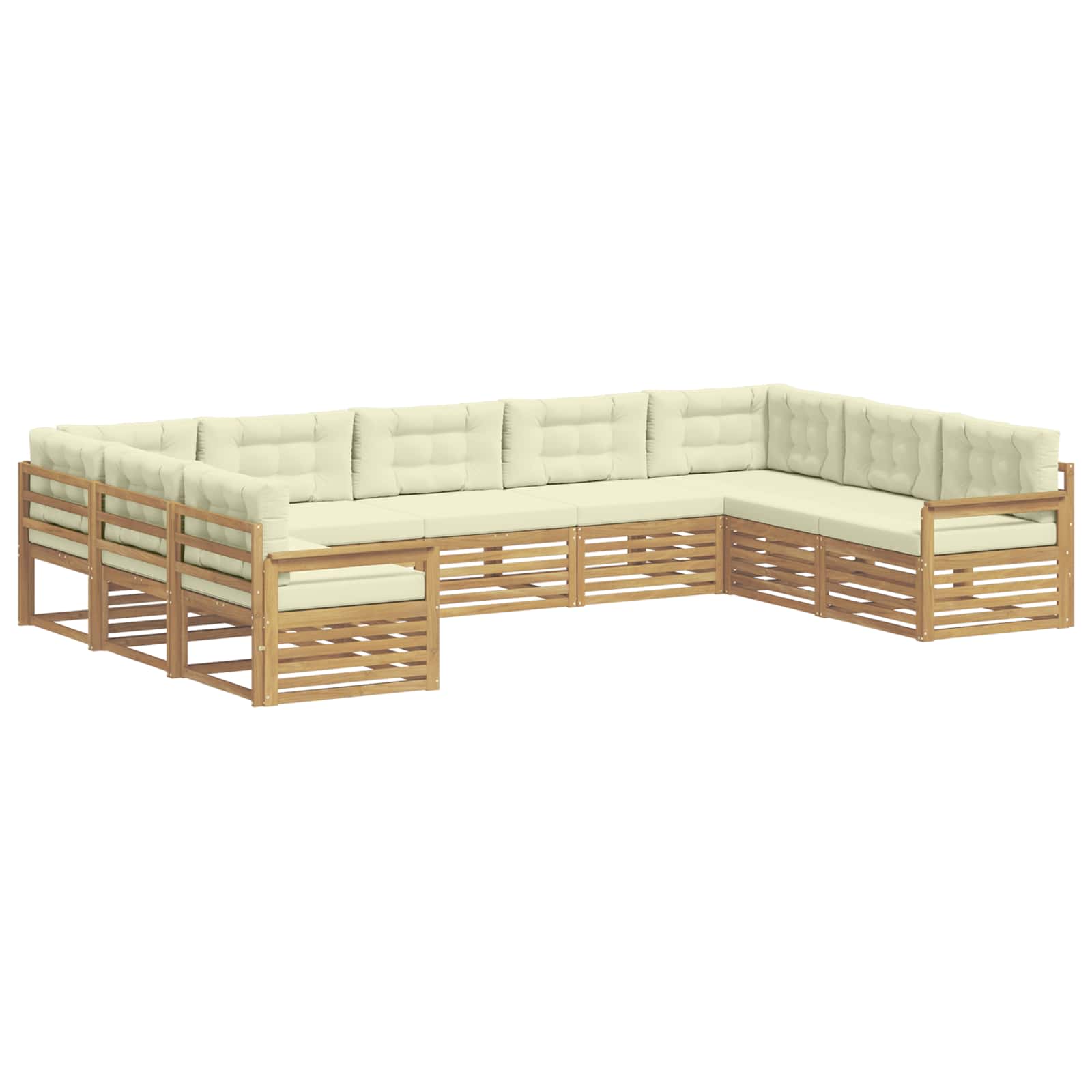 Set vanjskih sofa 9 pcs Bijela i krem Čvrsto drvo akacije