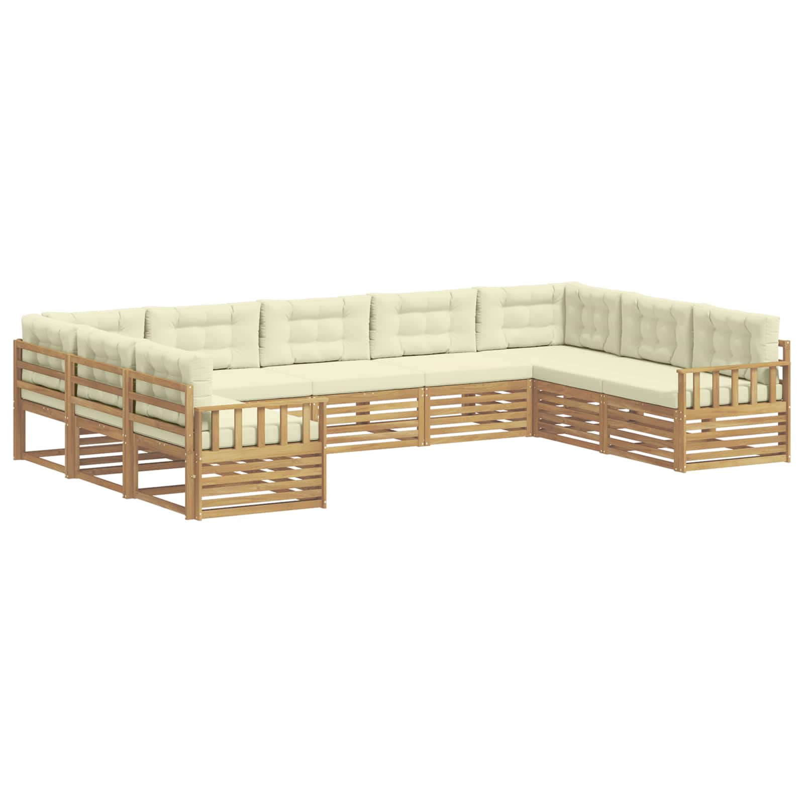 Set vanjskih sofa 9 pcs Bijela i krem Čvrsto drvo akacije