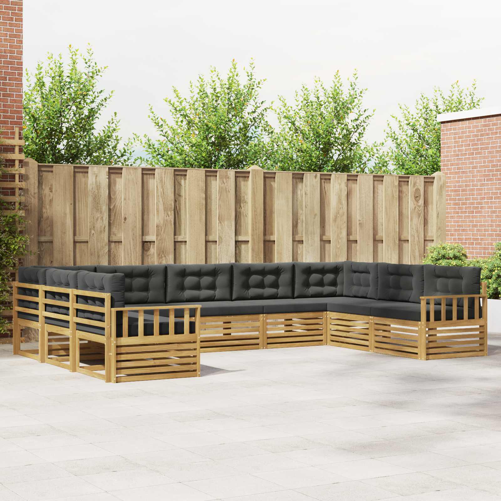 Set vanjskih sofa 9 pcs Bijela i antracit Čvrsto drvo akacije
