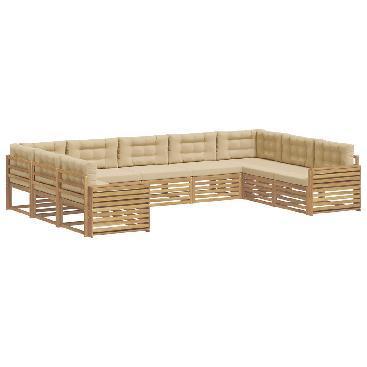 Set vanjskih sofa 9 kom. Bijela i bež Čvrsto drvo akacije