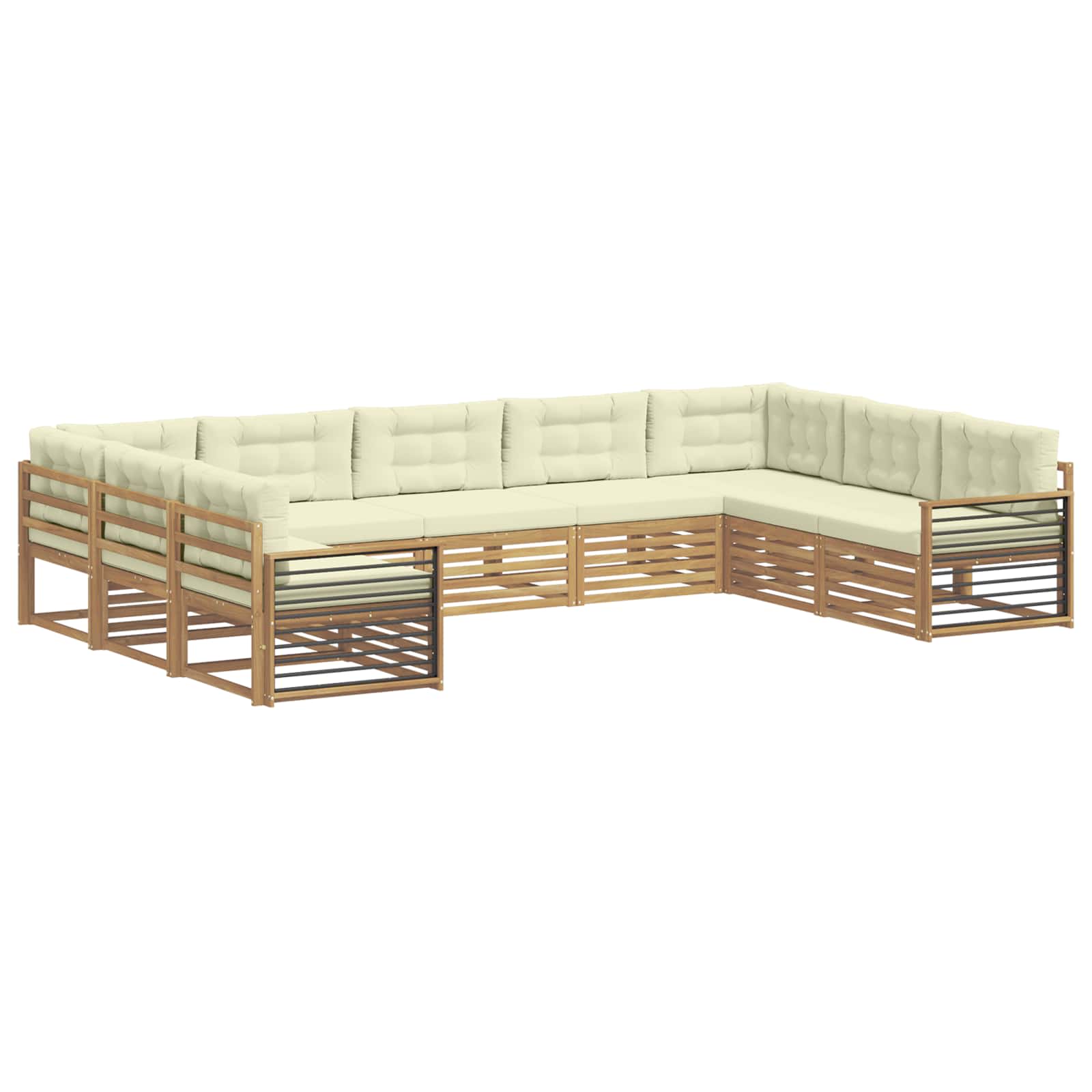 Set vanjskih sofa 9 pcs Bijela i krem Čvrsto drvo akacije