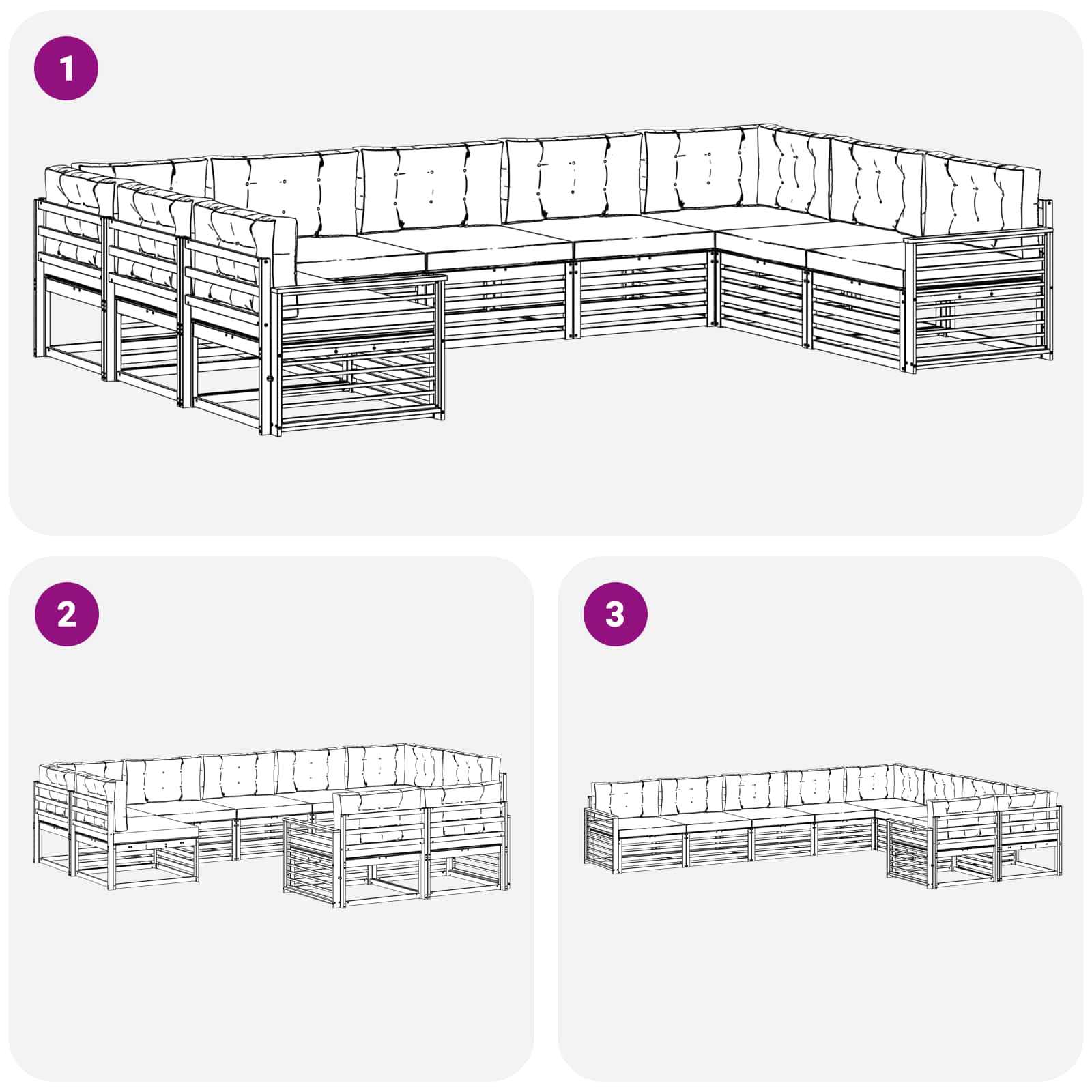 Set vanjskih sofa 9 pcs Bijela i krem Čvrsto drvo akacije