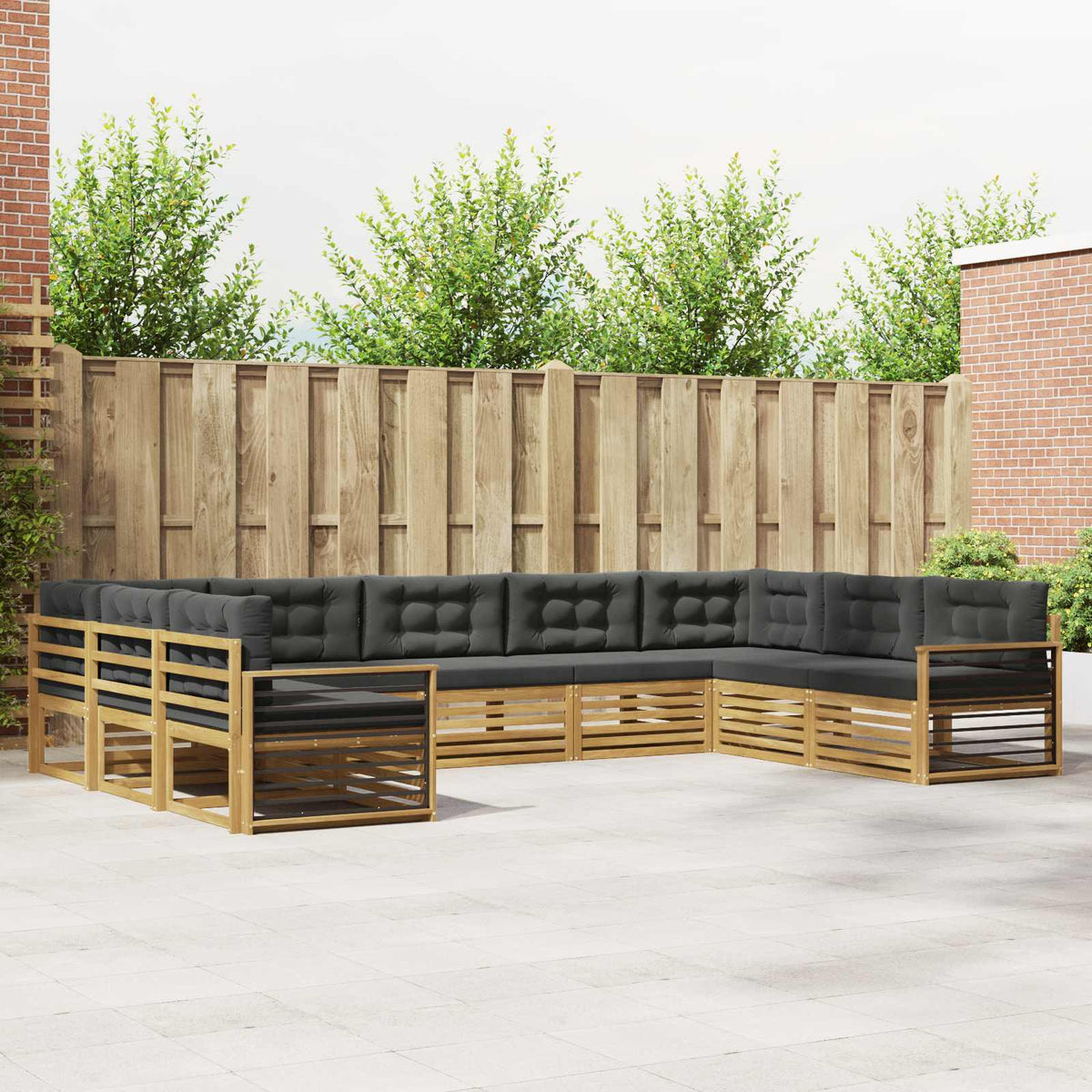 Set vanjskih sofa 9 kom. Bijela i antracit Čvrsto drvo akacije