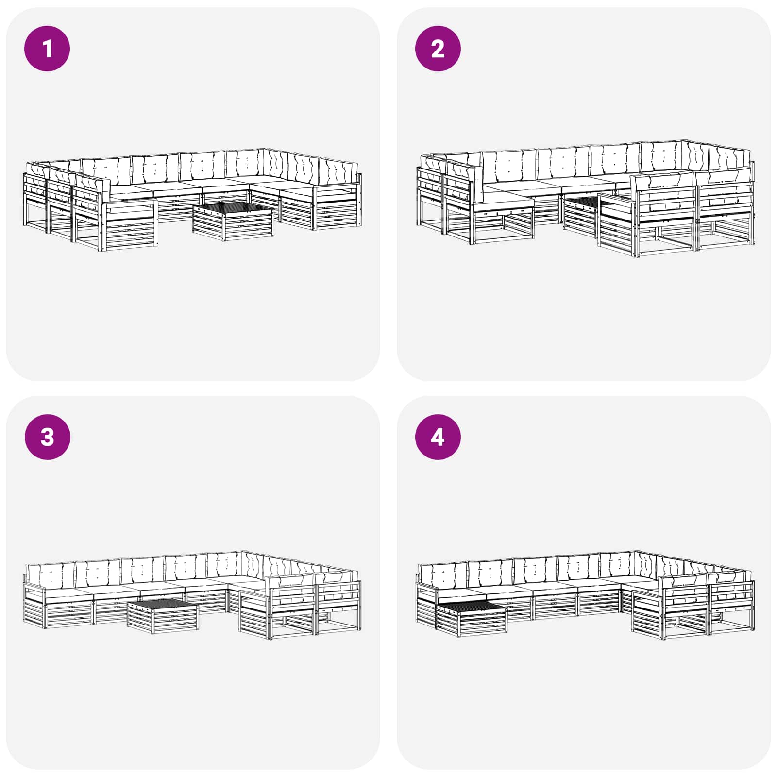 Set vanjskih sofa 10 pcs Bijela i krem Čvrsto drvo akacije