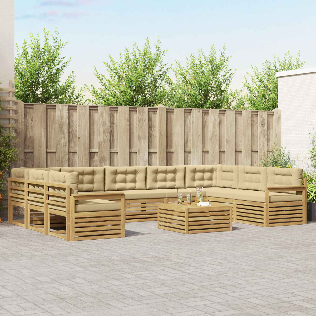 Set vanjskih sofa 10 pcs Čvrsto drvo akacije